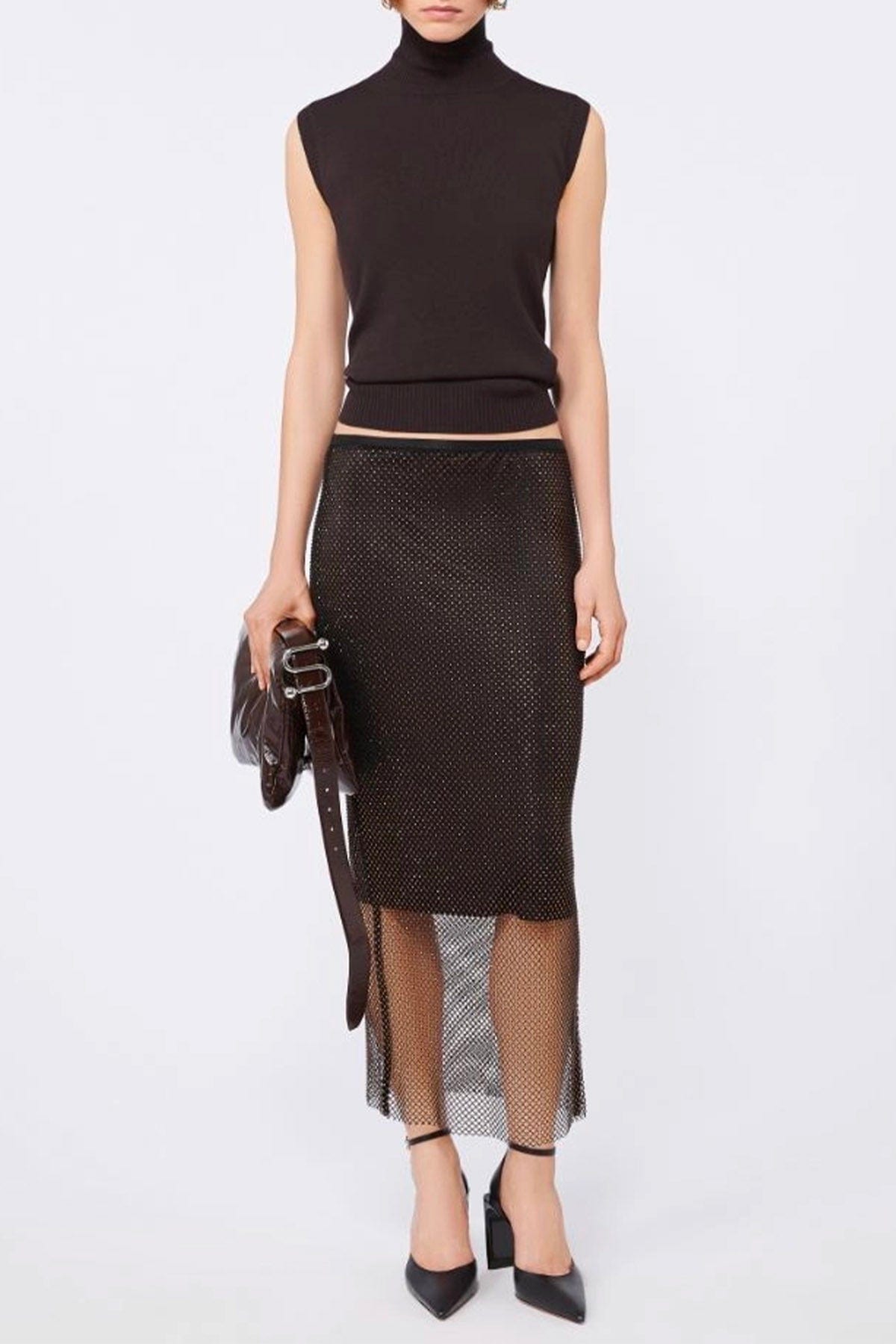 MAXMARA&#39;S BRANDS GONNA IN JERSEY  Gonna in rete con strass Sportmax Rete
