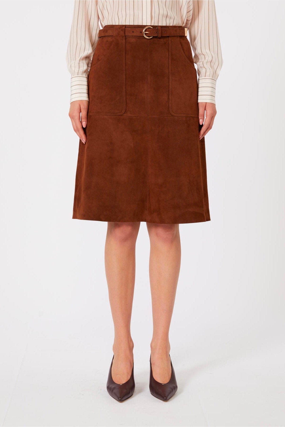MAXMARA'S BRANDS GONNA IN PELLE CIOCCOLATO / 34 Gonna in suede Max Mara Studio Msttennis