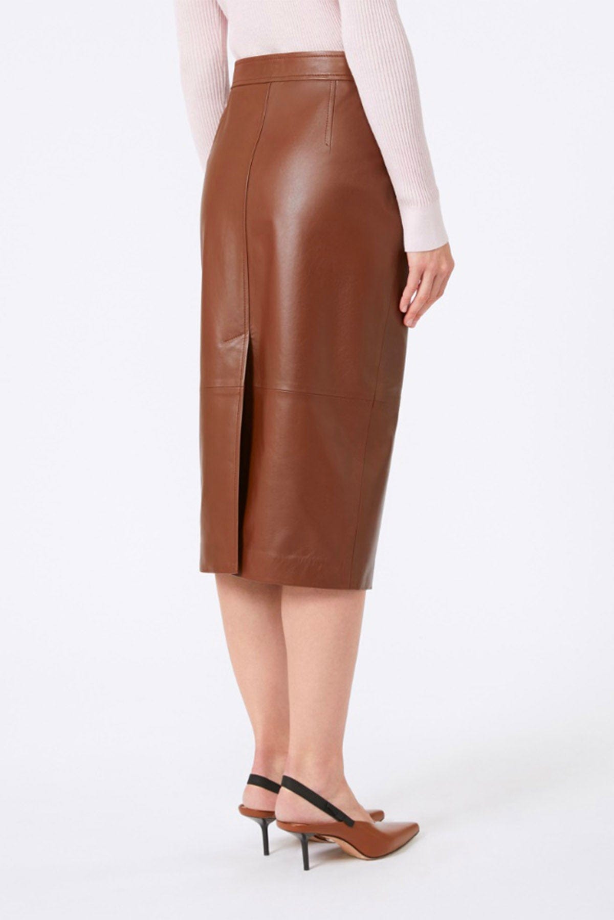MAXMARA&#39;S BRANDS GONNA IN PELLE Gonna midi in pelle donna Studio Max Mara Taiga