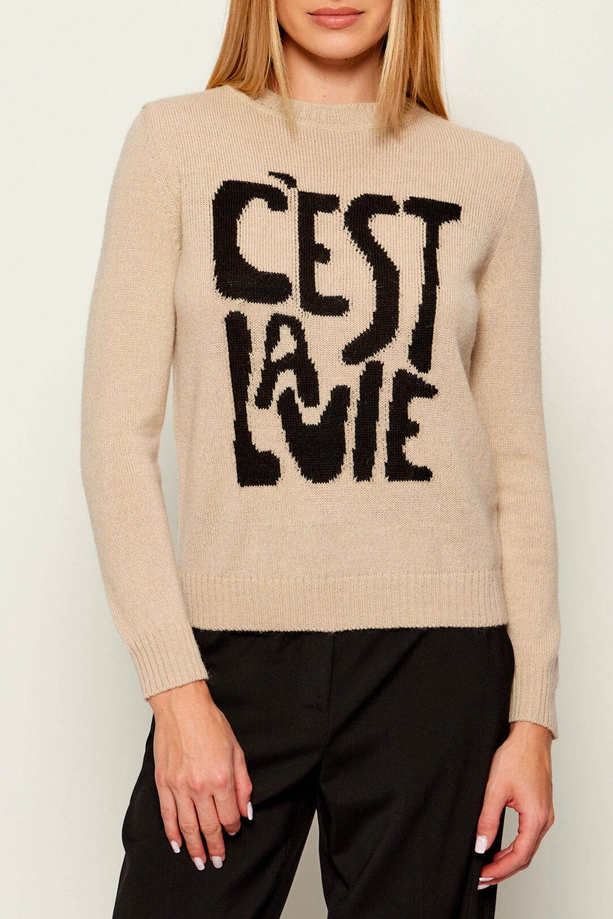 MAXMARA&#39;S BRANDS MAGLIA-CANOTTIERA-TOP  BEIGE / XXS Maglia in lana ricamata Weekend Max Mara Nitra