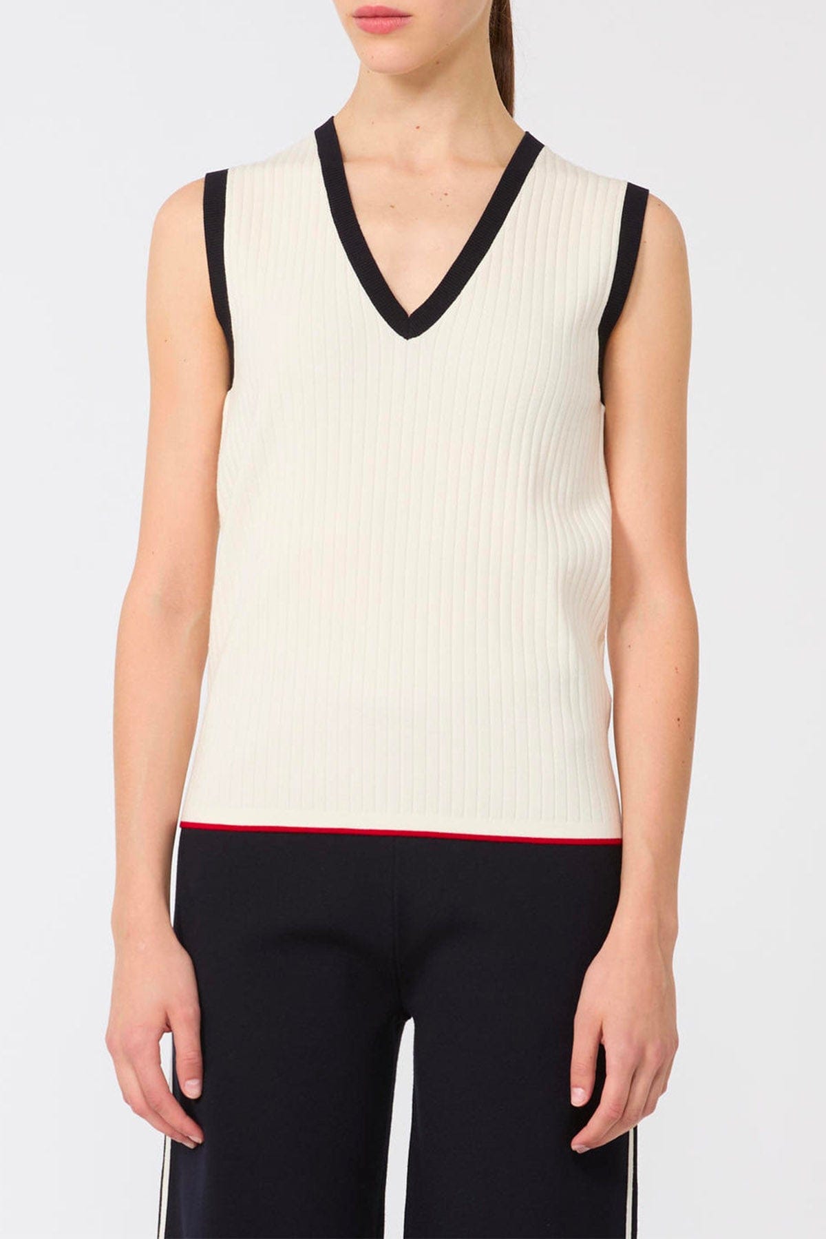 MAXMARA'S BRANDS MAGLIA-CANOTTIERA-TOP  BIANCO / BLU / XXS Canotta in maglia donna Max Mara Studio Mstumile