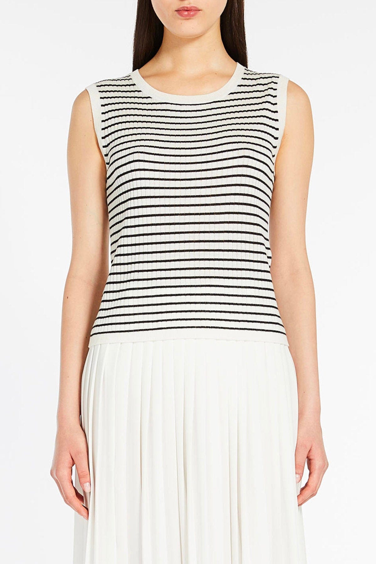 MAXMARA'S BRANDS MAGLIA-CANOTTIERA-TOP  BIANCO RIGATA / XXS Top Rigata Max Mara Studio Valeria