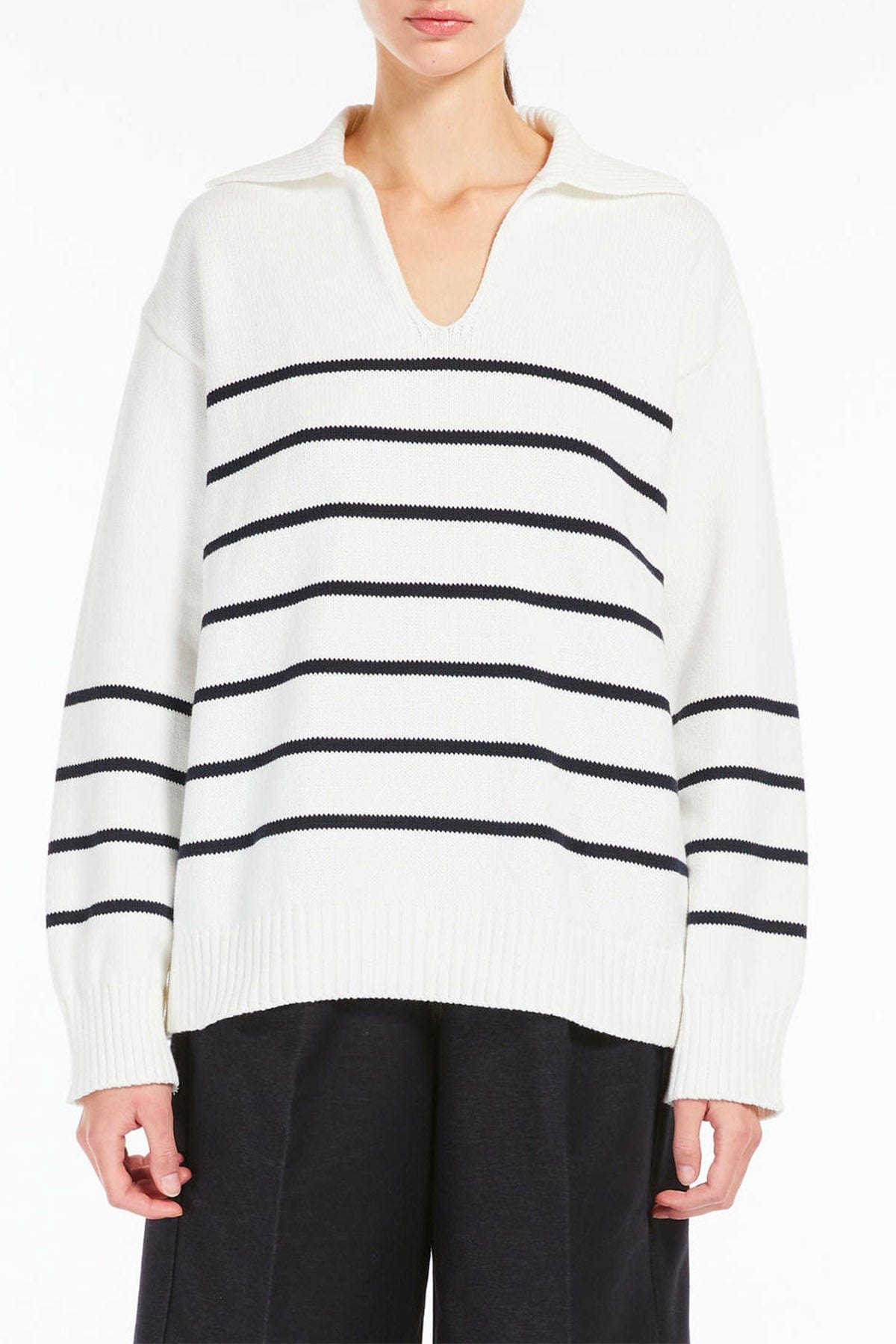 MAXMARA&#39;S BRANDS MAGLIA-CANOTTIERA-TOP  BIANCO / XXS Maglia in cotone rigata Max Mara Billy