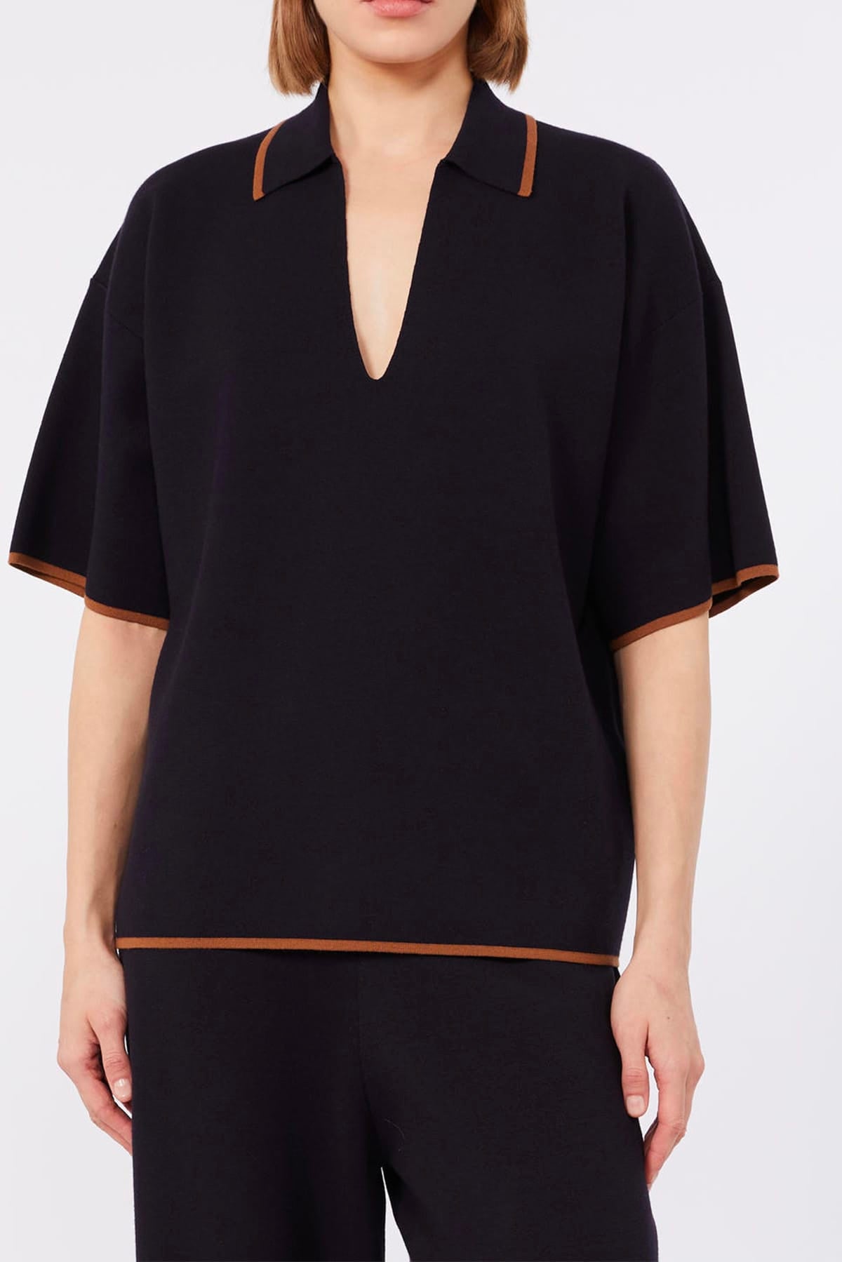 MAXMARA'S BRANDS MAGLIA-CANOTTIERA-TOP  BLU/CUOIO / XXS Polo in maglia donna Max Mara Studio Mstoncia