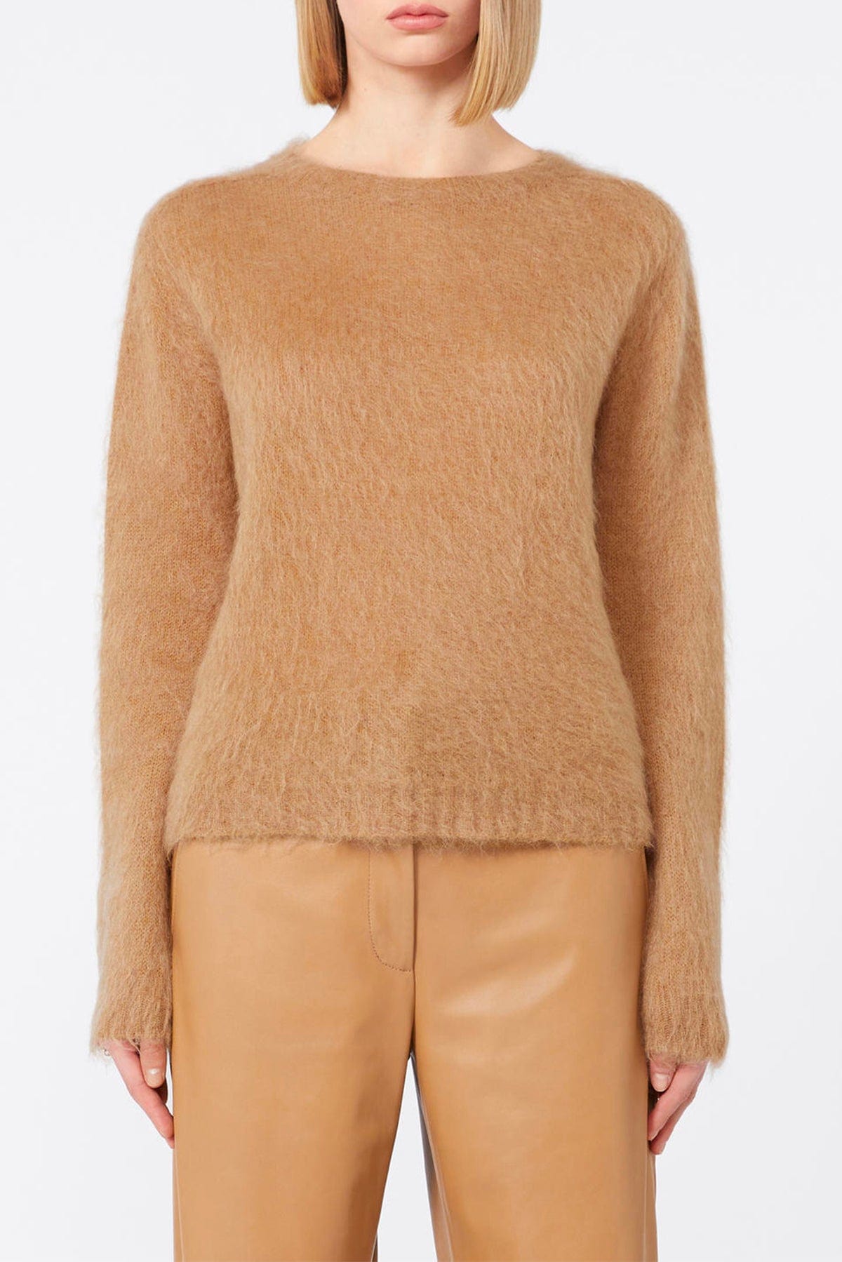 MAXMARA&#39;S BRANDS MAGLIA-CANOTTIERA-TOP  CAMMELLO / XXS Maglia in misto mohair Max Mara Studio Aceto