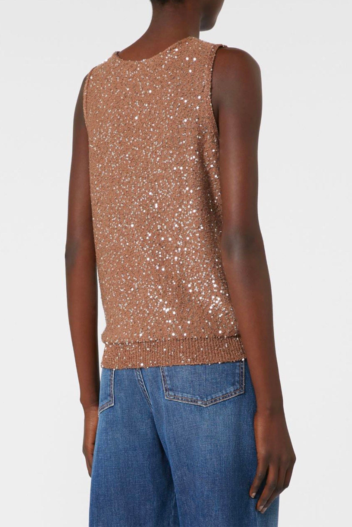 MAXMARA&#39;S BRANDS MAGLIA-CANOTTIERA-TOP  Canotta con dettaglio paillettes donna Weekend Max Mara Acaici