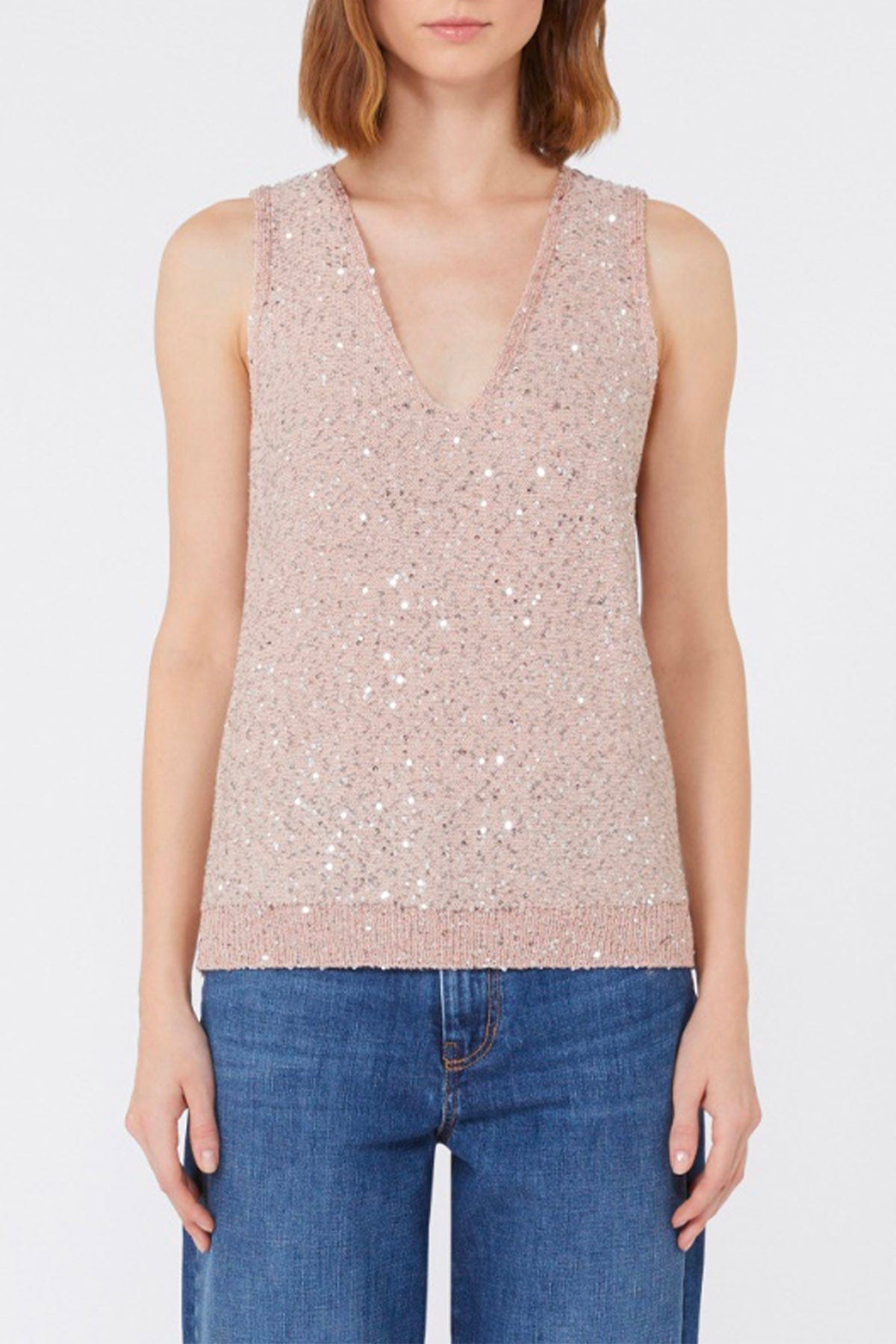MAXMARA&#39;S BRANDS MAGLIA-CANOTTIERA-TOP  Canotta con dettaglio paillettes donna Weekend Max Mara Acaici