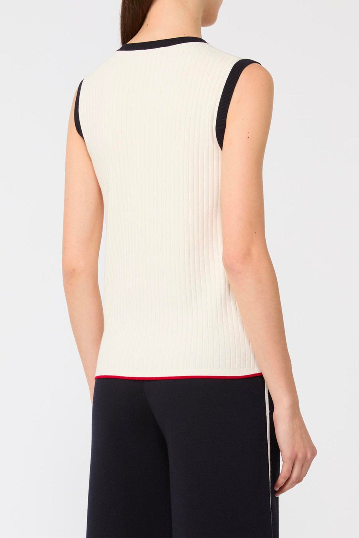 MAXMARA'S BRANDS MAGLIA-CANOTTIERA-TOP  BIANCO / BLU / XXS Canotta in maglia donna Max Mara Studio Mstumile