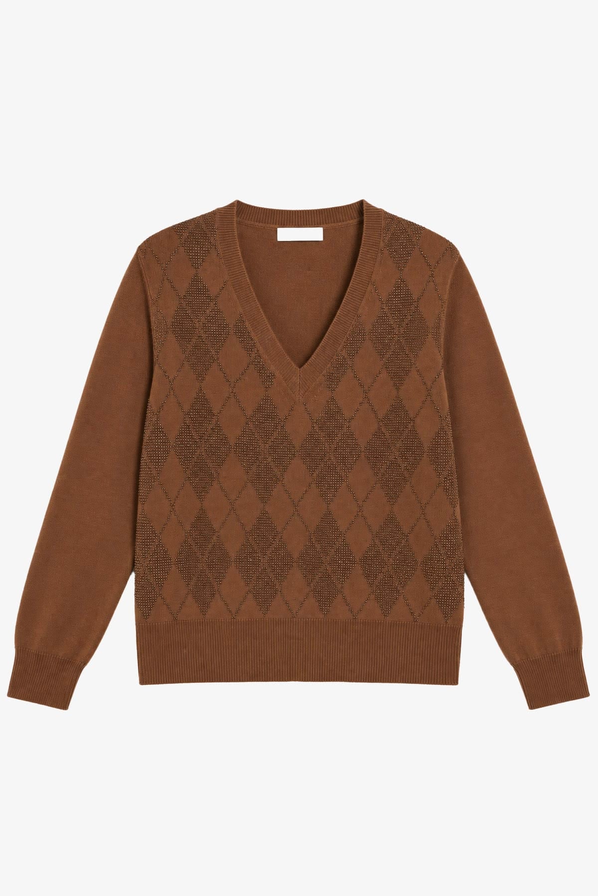 MAXMARA'S BRANDS MAGLIA-CANOTTIERA-TOP  CASTAGNA / XXS Maglia decorata donna Max Mara Studio Mstliuti