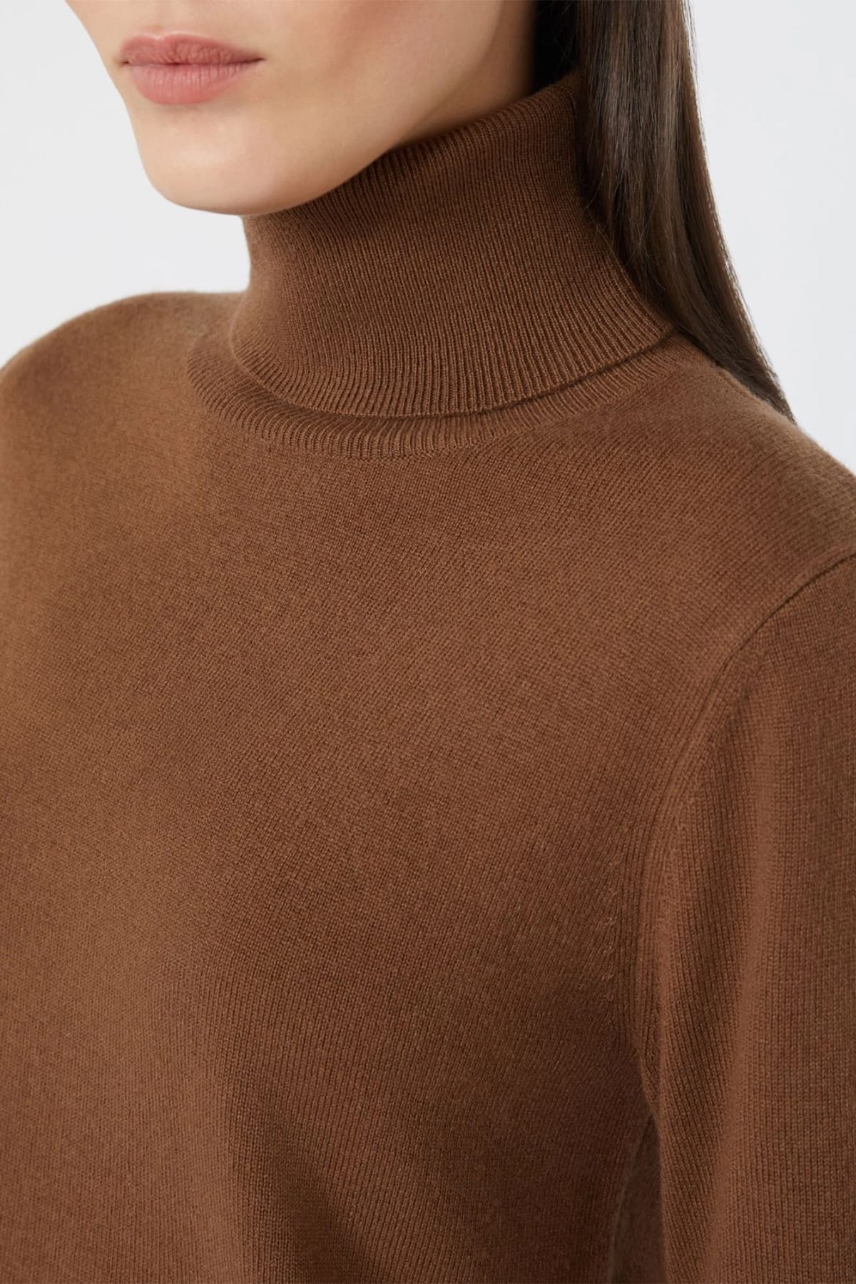 MAXMARA'S BRANDS MAGLIA-CANOTTIERA-TOP  MARRONE CASTAGNA / XXS Dolcevita in lana e cashmere donna Max Mara Studio Msteducata