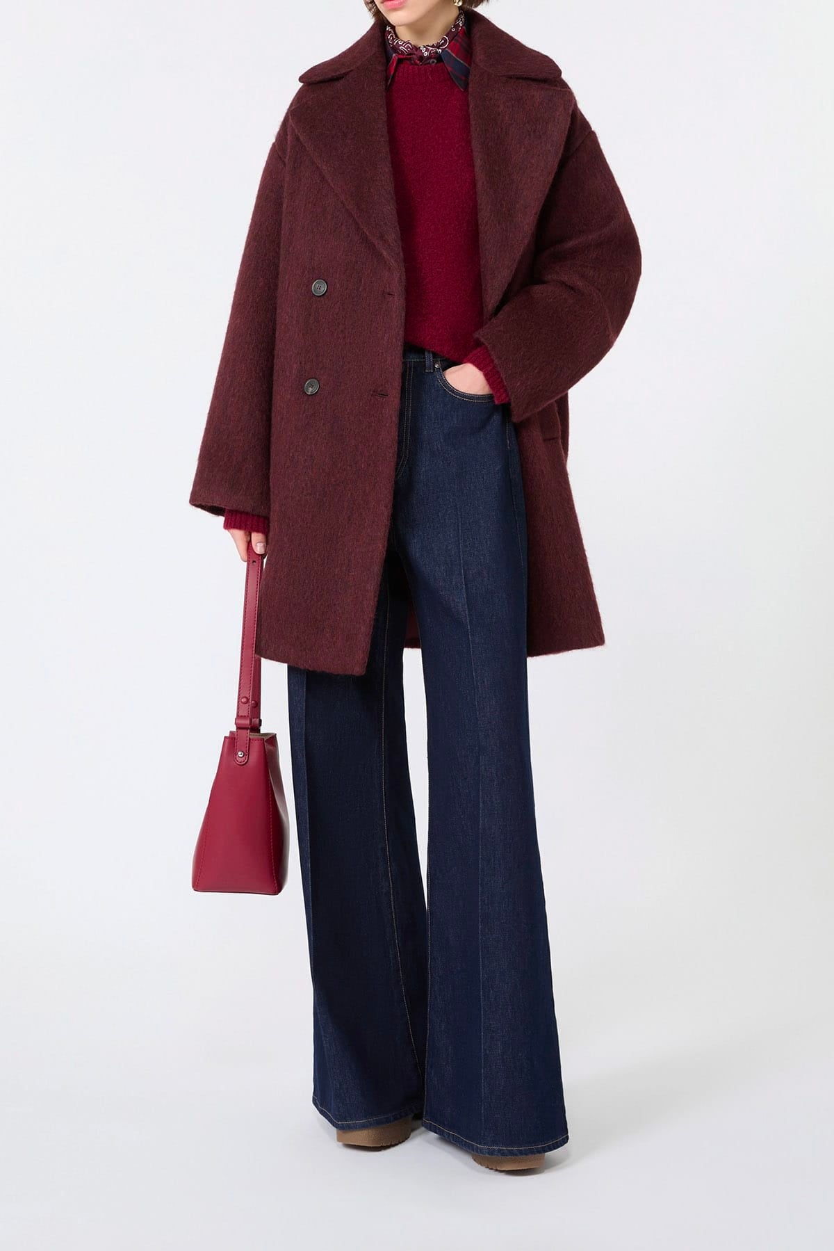 MAXMARA'S BRANDS MAGLIA-CANOTTIERA-TOP  Maglia bordeaux in filato di alpaca e lana Max Mara Weekend Wkdtuono