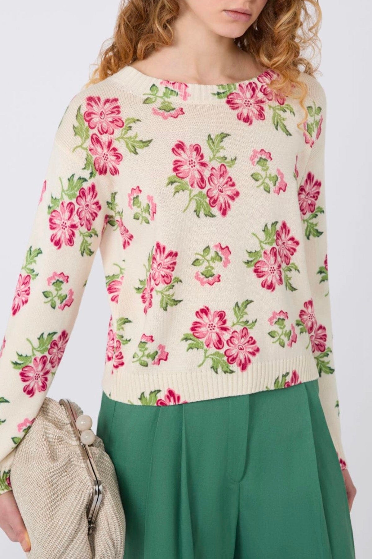 MAXMARA'S BRANDS MAGLIA-CANOTTIERA-TOP  FIORATA FONDO BIANCO / XXS Maglia fiorata in cotone donna Weekend Max Mara Wkdeditto