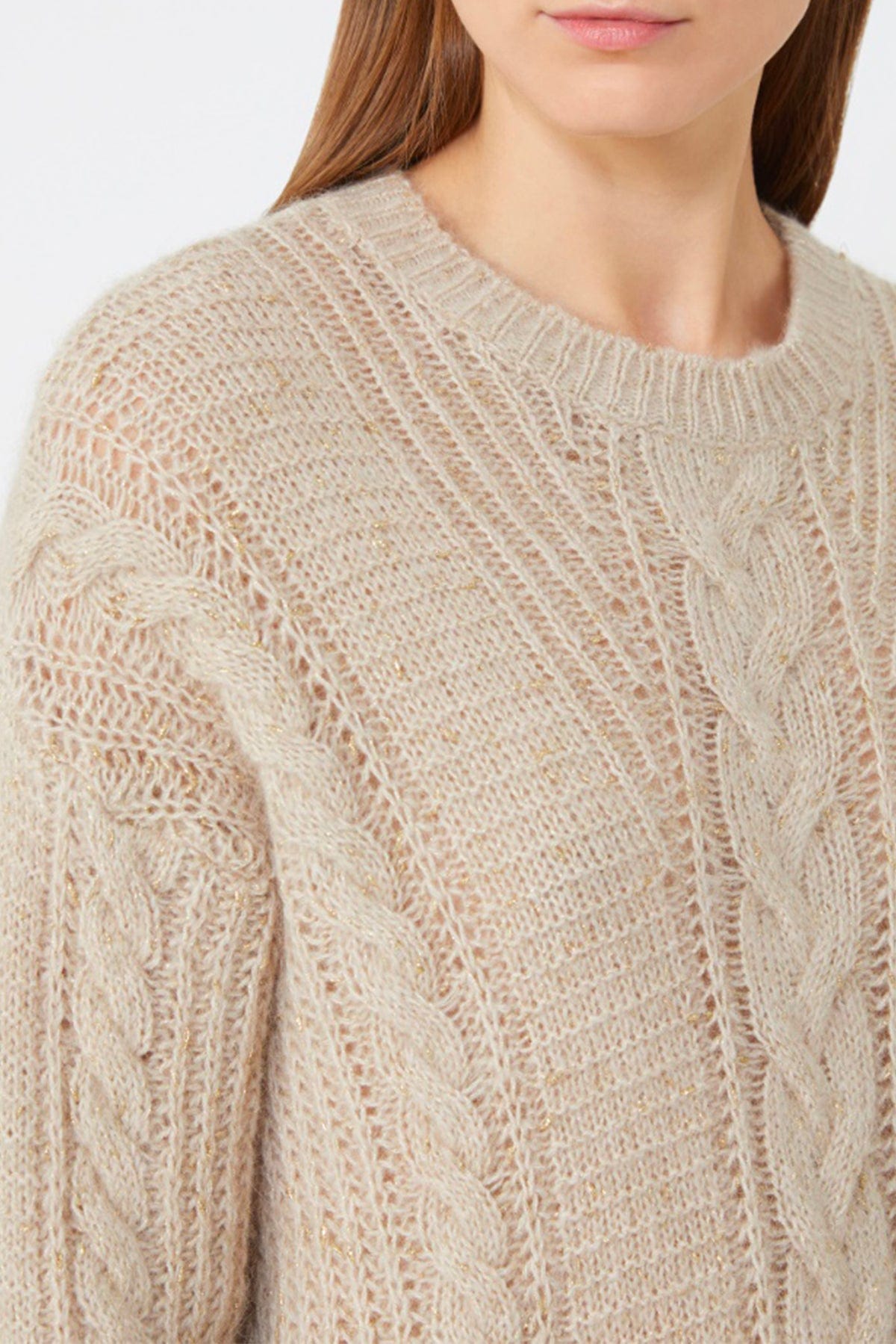 MAXMARA'S BRANDS MAGLIA-CANOTTIERA-TOP  MANDORLA / ORO / XXS Maglia in alpaca e lurex Max Mara Studio Crasso