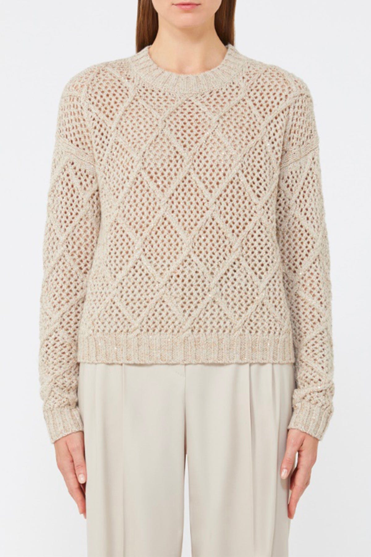 MAXMARA&#39;S BRANDS MAGLIA-CANOTTIERA-TOP  Maglia in cashmere e paillettes donna Max Mara Studio Ellade