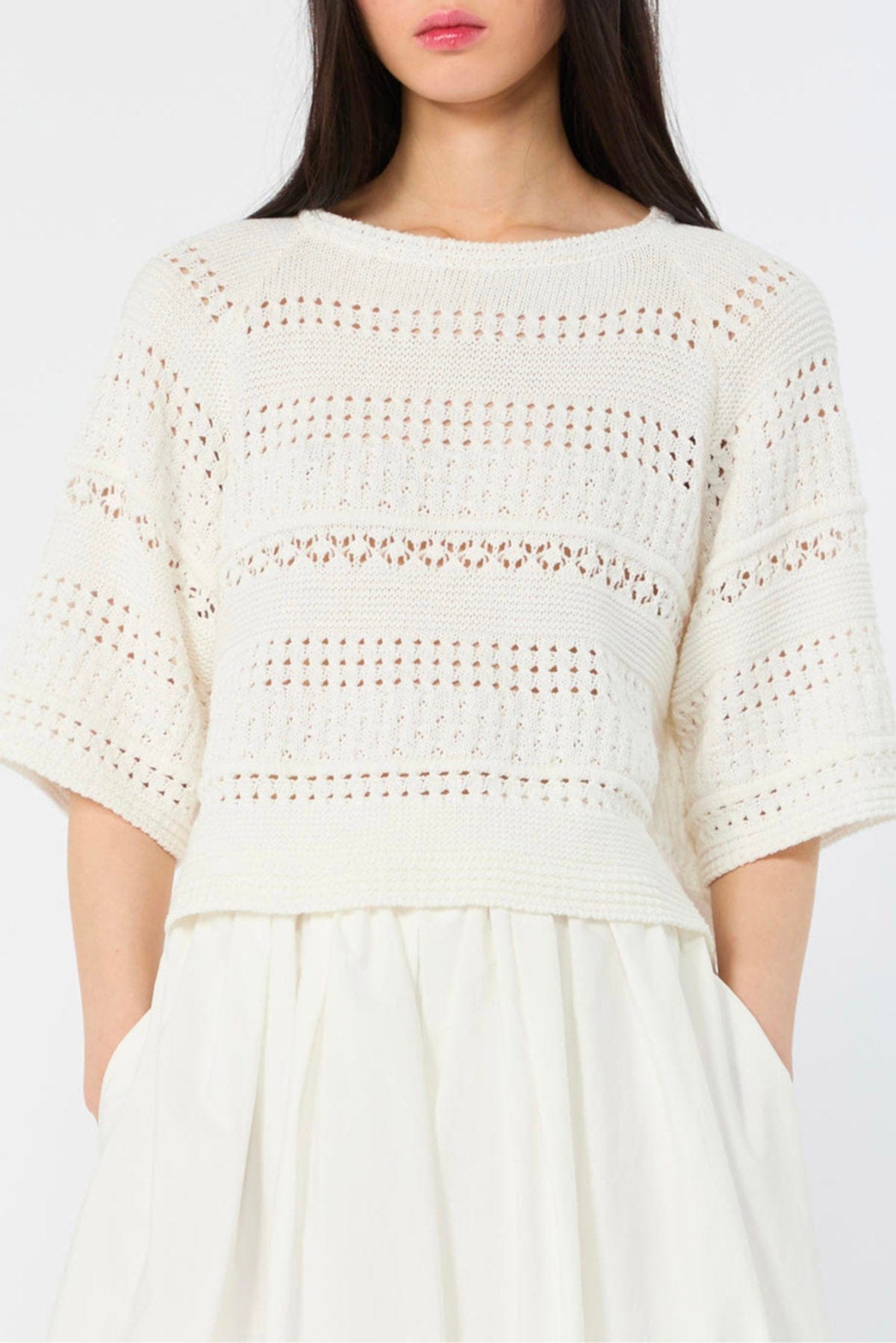 MAXMARA'S BRANDS MAGLIA-CANOTTIERA-TOP  Maglia  in Cotone Avorio Wkiorche