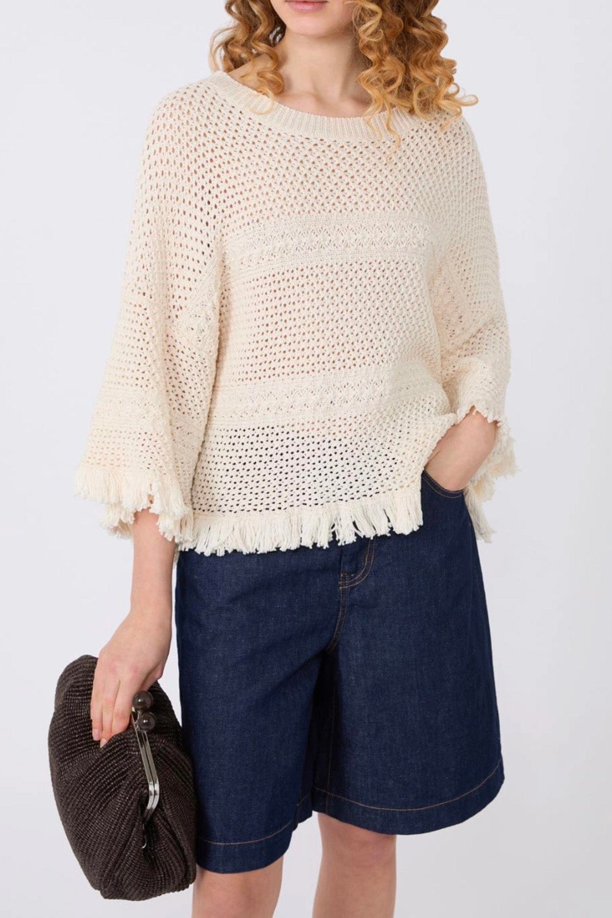 MAXMARA'S BRANDS MAGLIA-CANOTTIERA-TOP  BIANCO ECRU / XXS Maglia in cotone donna Max Mara Weekend Wkdpalato