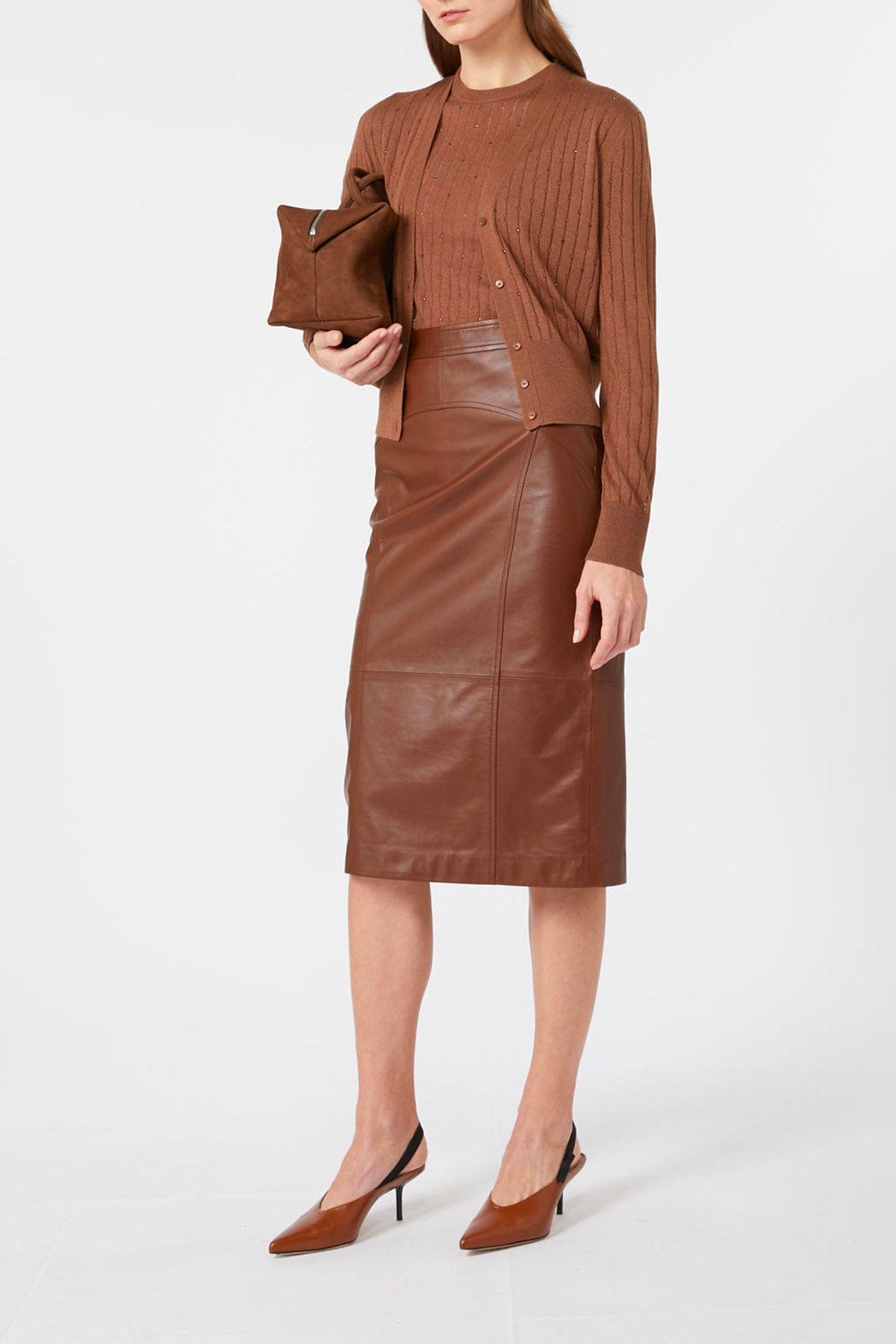 MAXMARA'S BRANDS MAGLIA-CANOTTIERA-TOP  MARRONE VISONE / XXS Maglia in lana e seta donna Studio Max Mara Pila