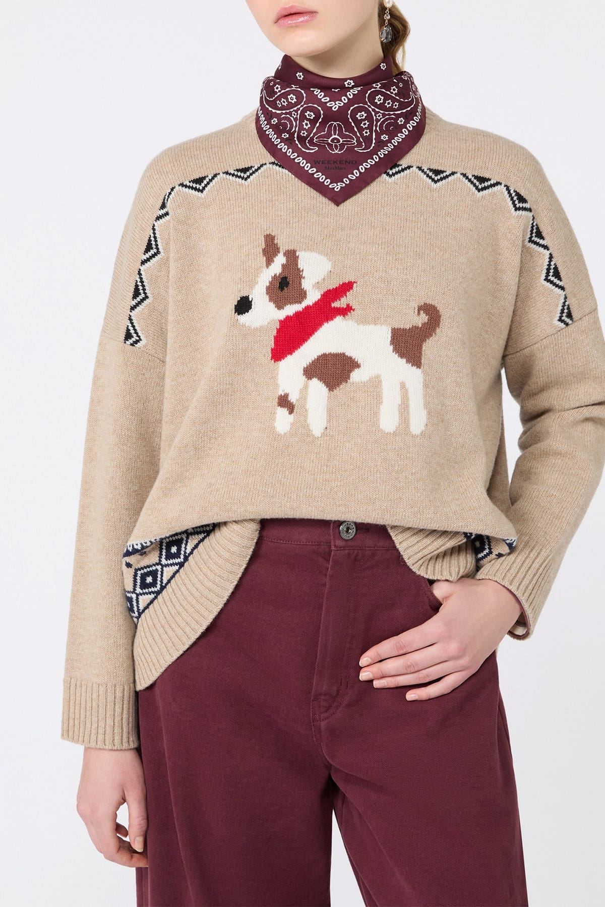 MAXMARA'S BRANDS MAGLIA-CANOTTIERA-TOP  Maglia in lana ricamata Max Mara Weekend Wkdpavidi