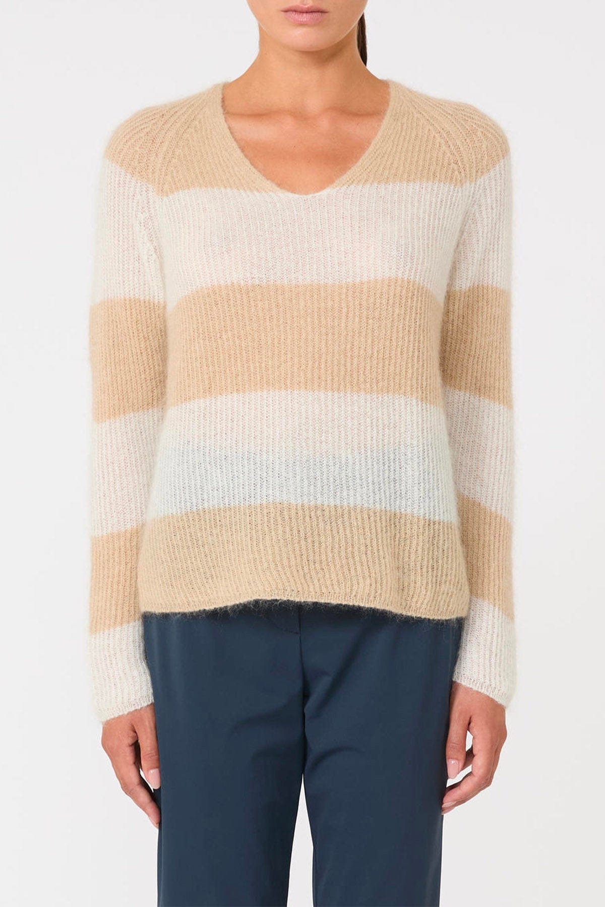 MAXMARA'S BRANDS MAGLIA-CANOTTIERA-TOP  RIGATO AVORIO / XXS Maglia rigata donna Max Mara MM Ricetta