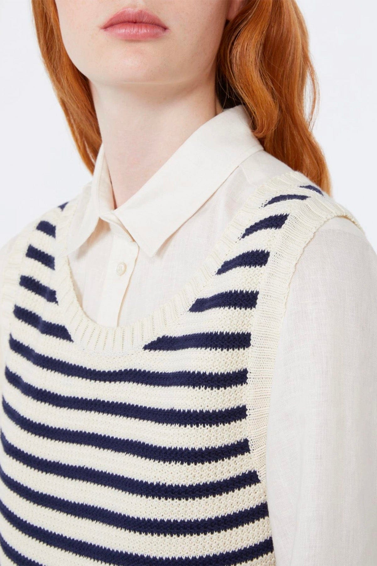 MAXMARA'S BRANDS MAGLIA-CANOTTIERA-TOP  RIGA BURRO / XXS Maglia senza maniche donna Weekend Max Mara Wkdmadia