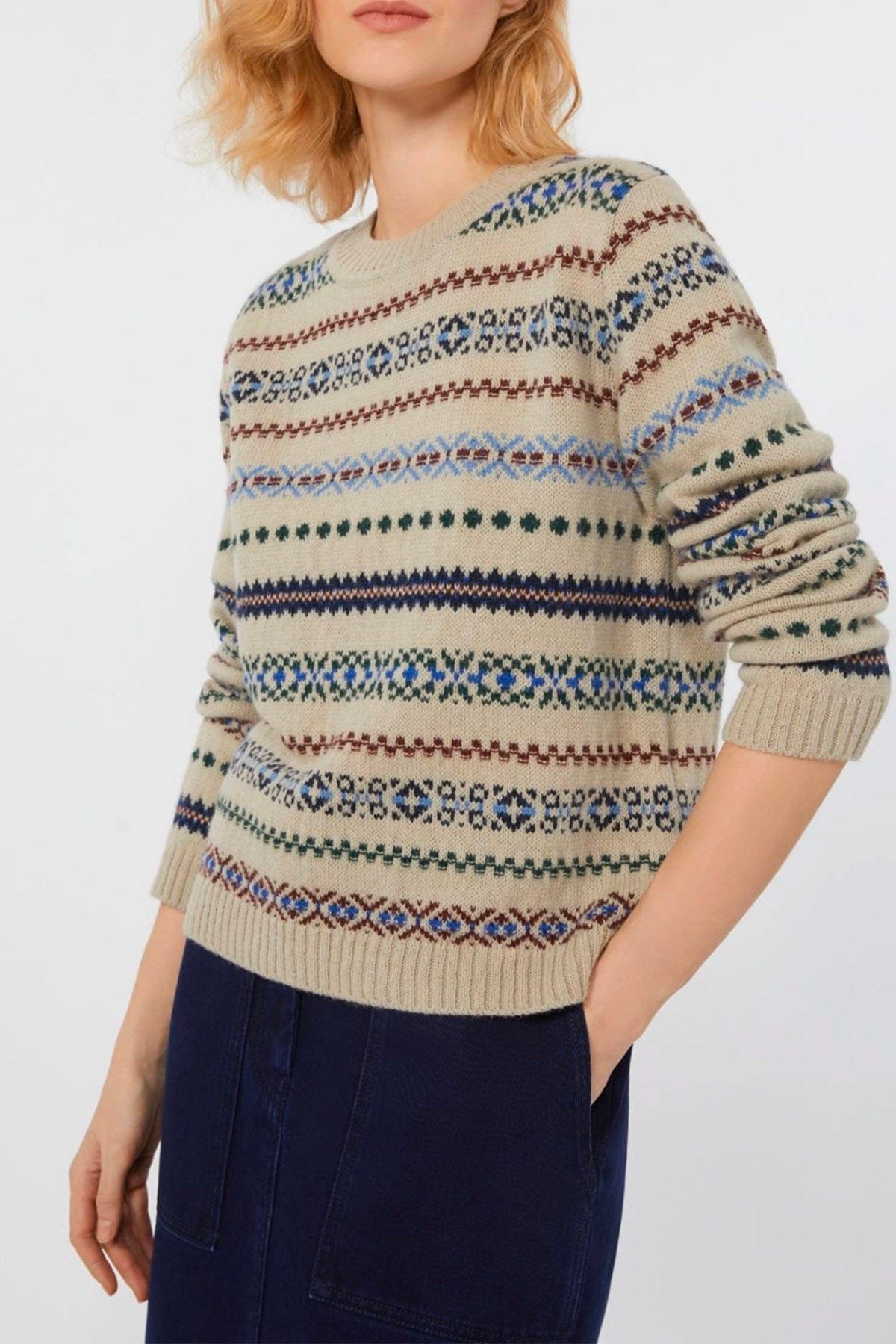 MAXMARA'S BRANDS MAGLIA-CANOTTIERA-TOP  CHIARO RIGATO / XXS Maglione donna fantasia Perù Weekend Max Mara Quirite