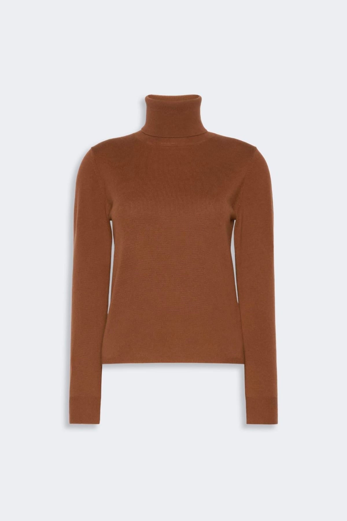 MAXMARA'S BRANDS MAGLIA-CANOTTIERA-TOP  MARRONE CASTAGNA / XXS Dolcevita in lana e cashmere donna Max Mara Studio Msteducata