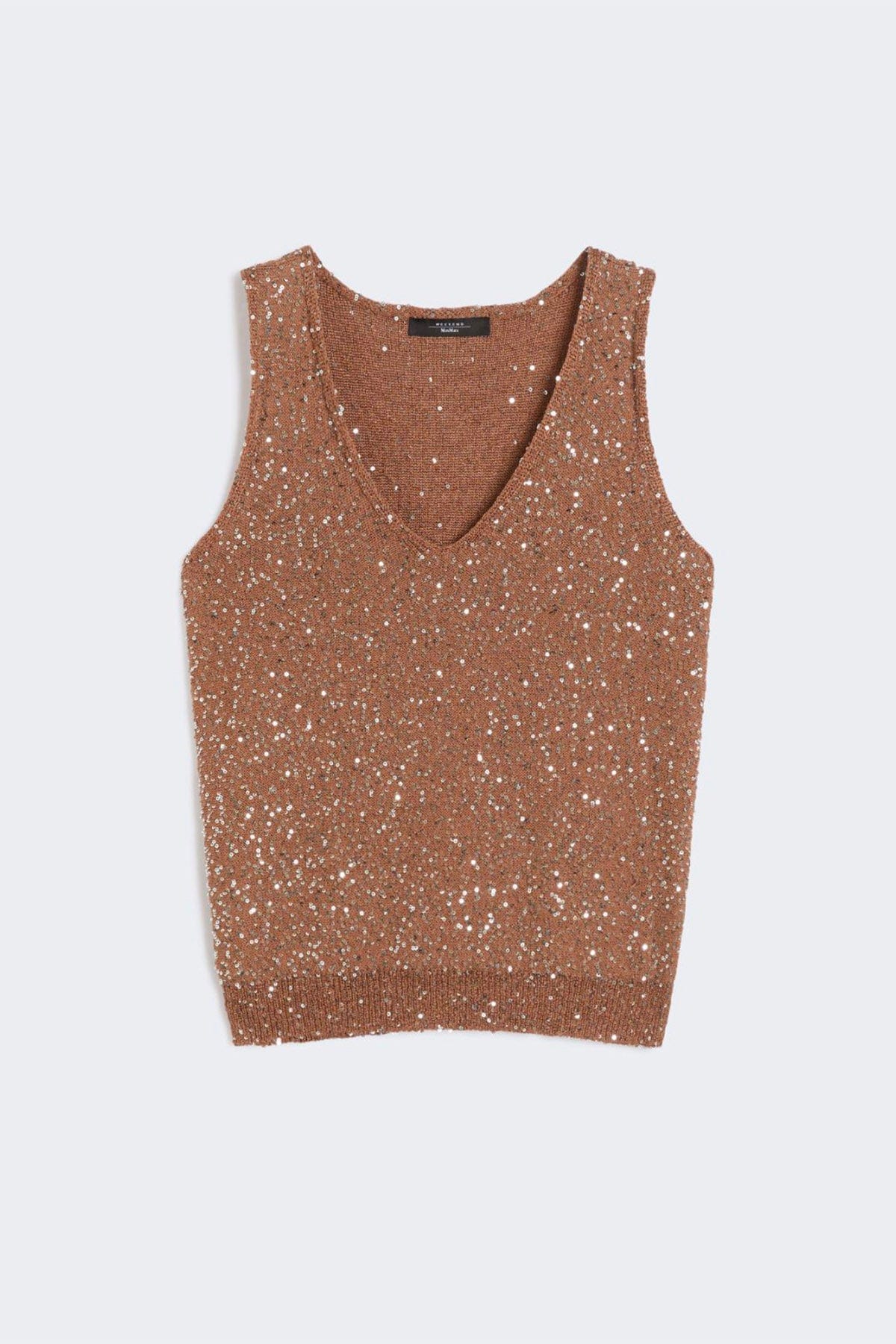 MAXMARA&#39;S BRANDS MAGLIA-CANOTTIERA-TOP  MARRONE / XXS Canotta con dettaglio paillettes donna Weekend Max Mara Acaici