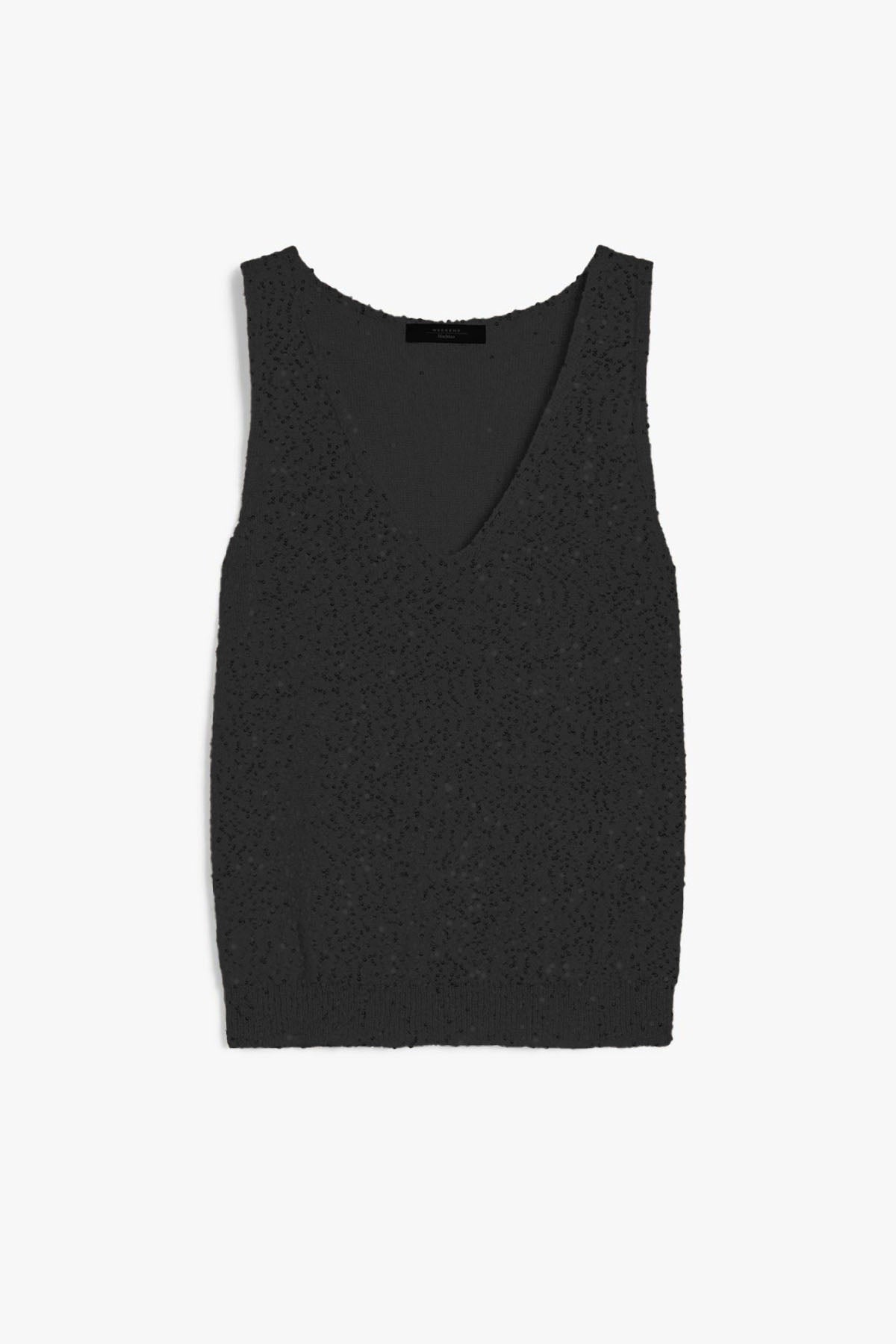 MAXMARA&#39;S BRANDS MAGLIA-CANOTTIERA-TOP  NERO / XXS Maglia Paillettes Donna Max Mara Weekend Colomba