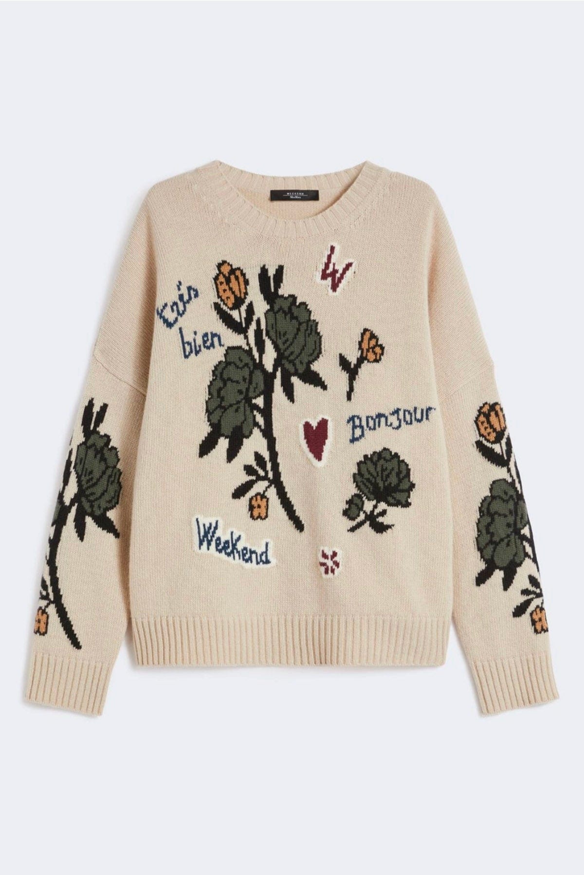 MAXMARA&#39;S BRANDS MAGLIA-CANOTTIERA-TOP  PANNA DIS. FIORE / XXS Maglia in lana donna patchwork Weekend Max Mara Pavidi