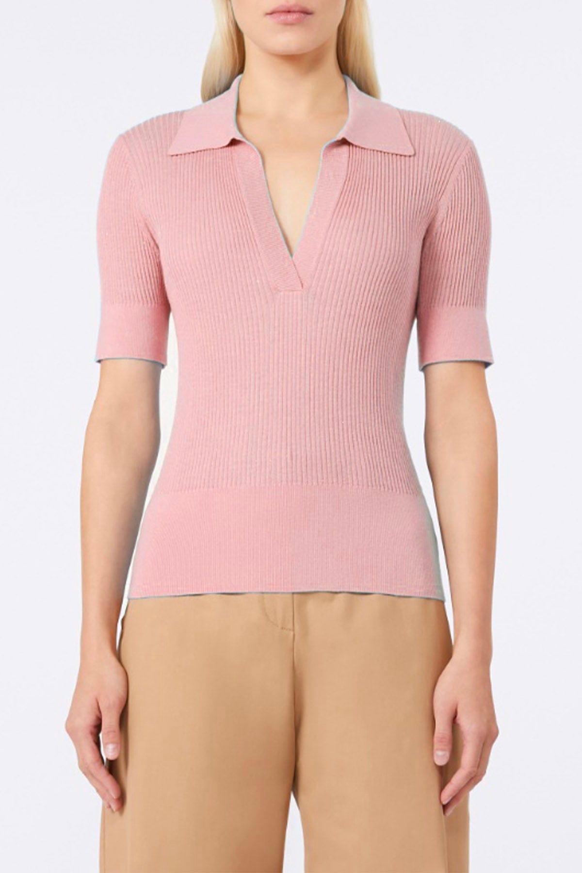 MAXMARA&#39;S BRANDS MAGLIA-CANOTTIERA-TOP  Polo con micro paillettes donna Studio Max Mara Uberta