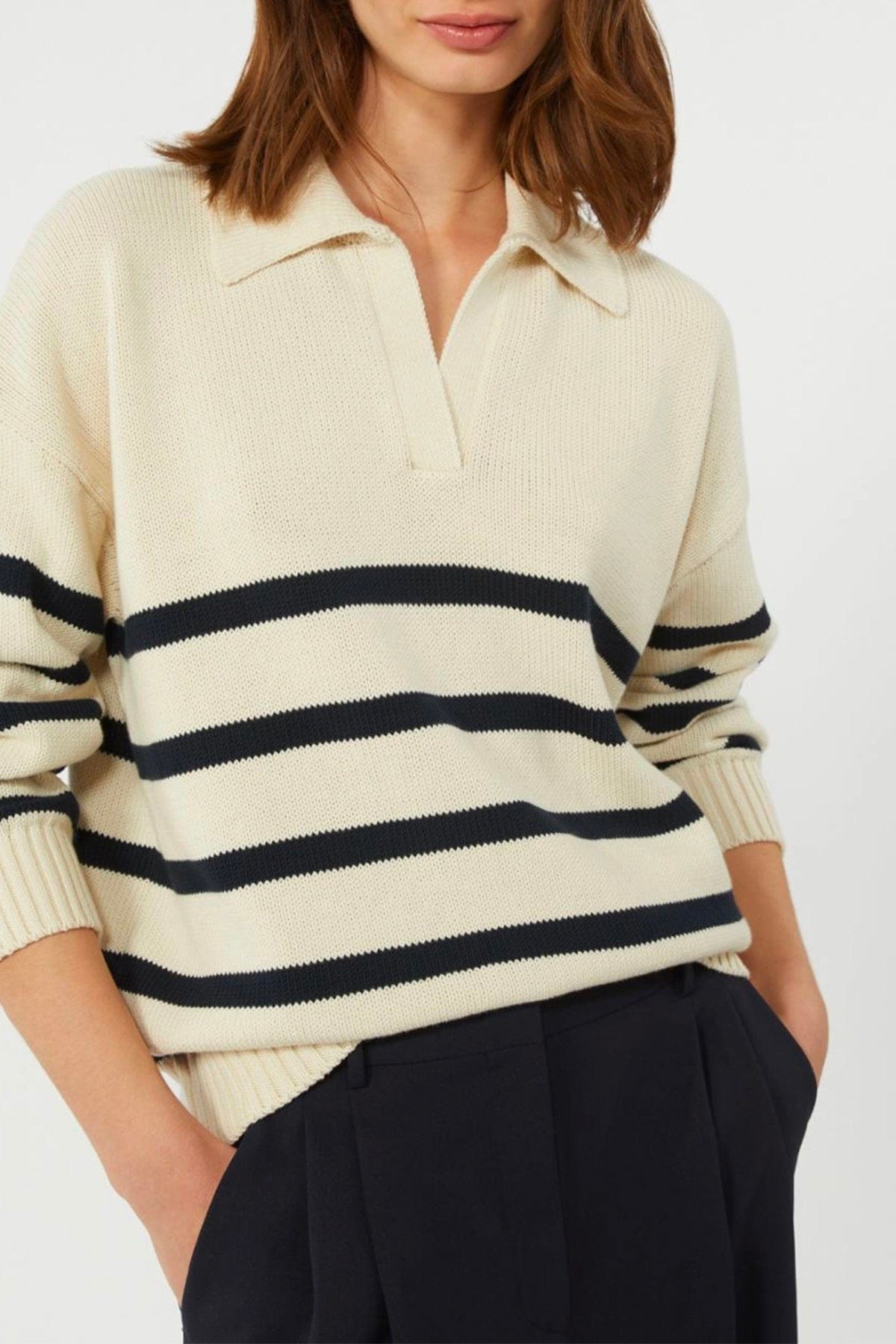 MAXMARA'S BRANDS MAGLIA-CANOTTIERA-TOP  ECRU RIGATO / XXS Polo in maglia donna rigata Max Mara Weekend Wkdpanfilo
