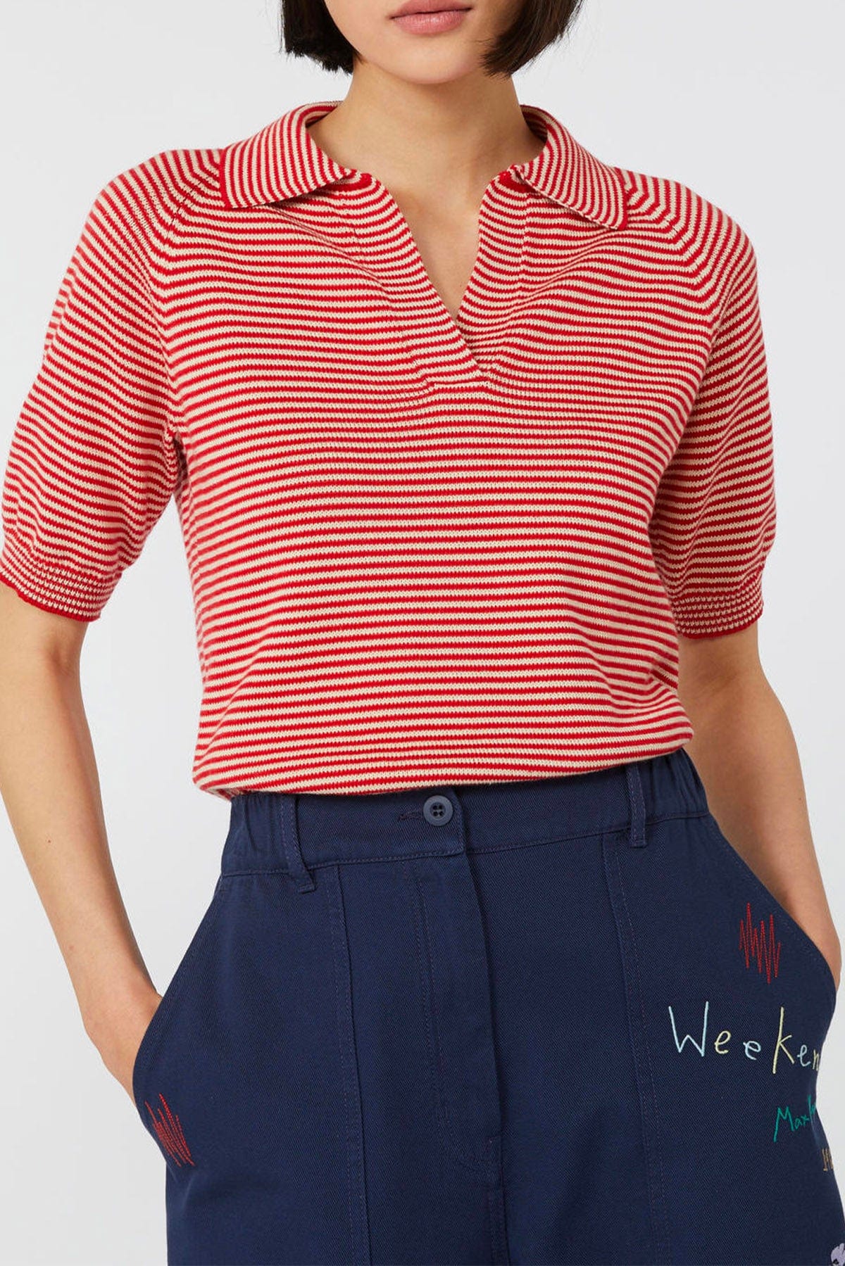 MAXMARA&#39;S BRANDS MAGLIA-CANOTTIERA-TOP  Polo in maglia rigata donna Weekend Max Mara Junior