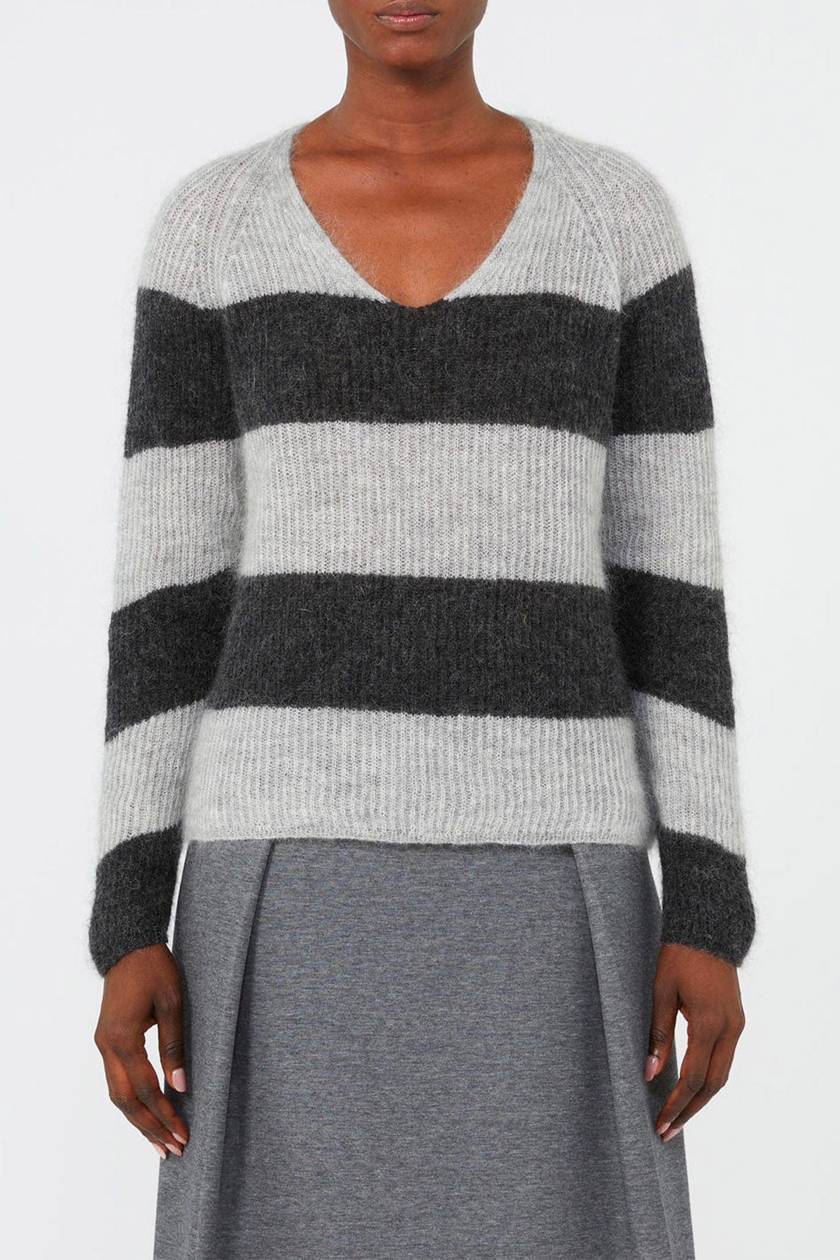 MAXMARA&#39;S BRANDS MAGLIA-CANOTTIERA-TOP  RIGATO GRIGIO / XXS Maglia rigata donna Max Mara MM Ricetta