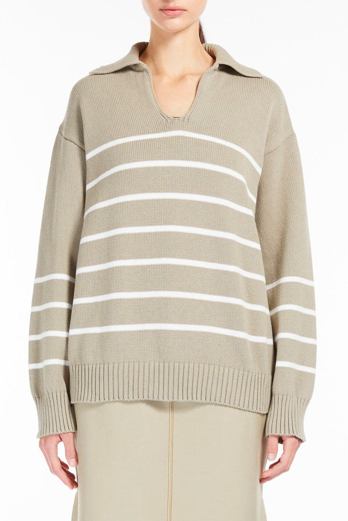 MAXMARA&#39;S BRANDS MAGLIA-CANOTTIERA-TOP  SABBIA / XXS Maglia in cotone rigata Max Mara Billy