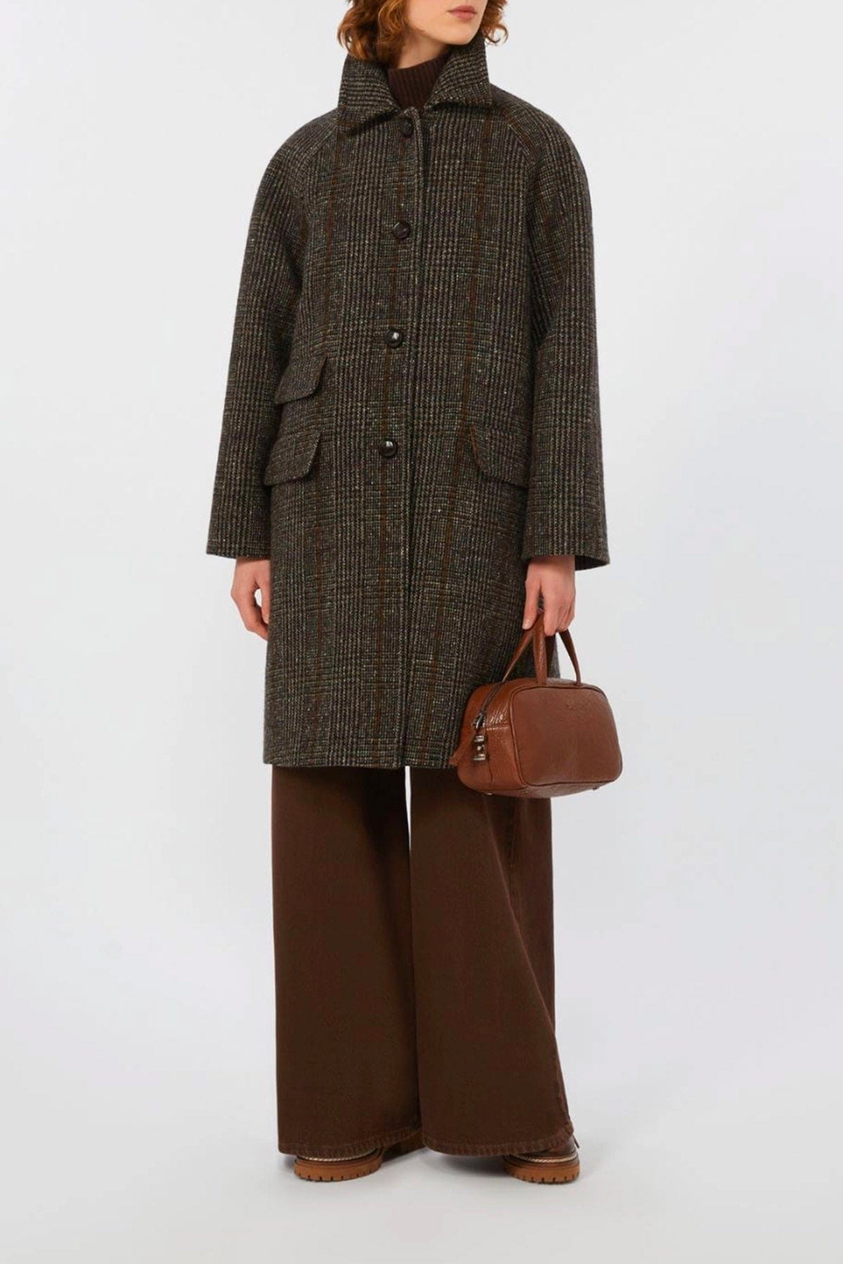 MAXMARA&#39;S BRANDS MANTELLO-MANTELLA  Cappotto principe di galles in lana Weekend Max Mara Pitone