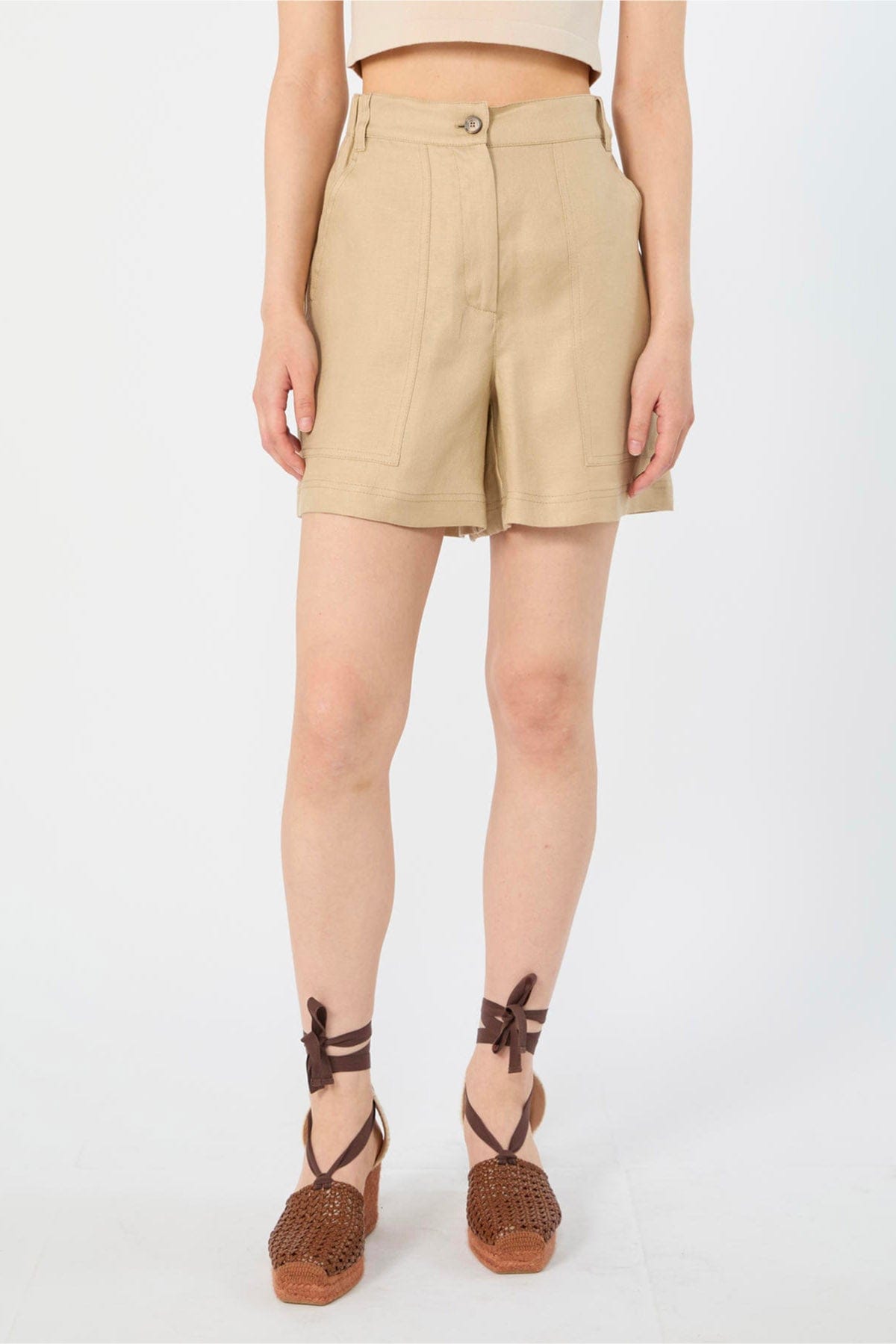 MAXMARA'S BRANDS PANTALONE CORTO  BEIGE SAFARI / 34 Shorts in Lino Beige Safari Wkiveletta