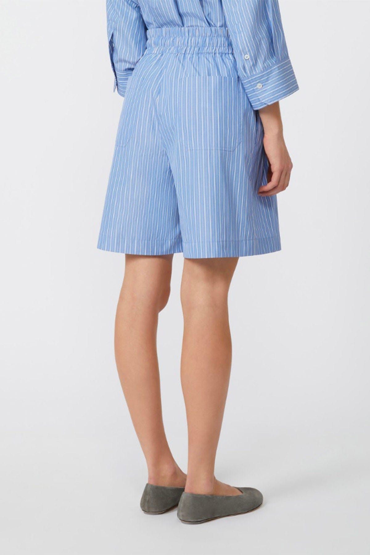 MAXMARA'S BRANDS PANTALONE CORTO  RIGATO CELESTE / 34 Pantaloni corti donna in cotone Weekend Max Mara Corinto