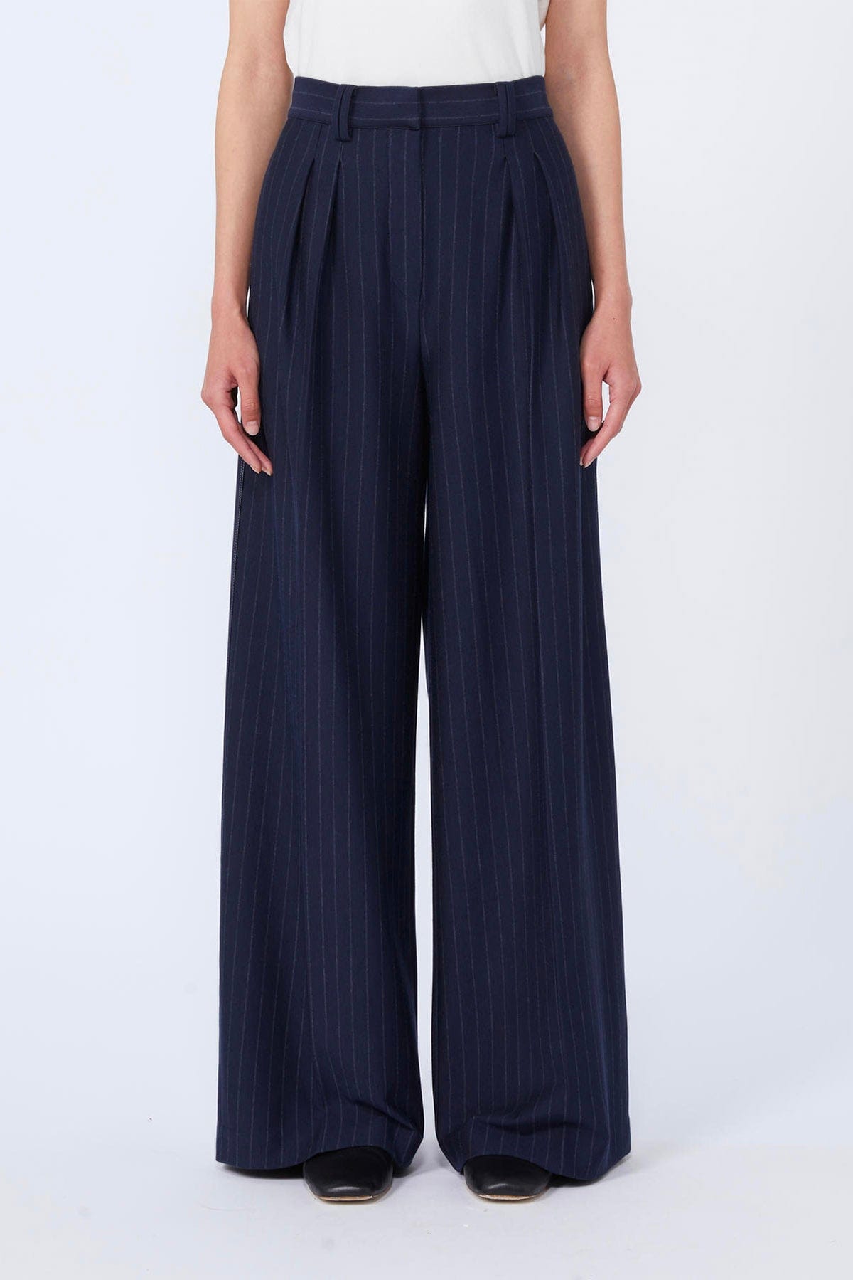 MAXMARA'S BRANDS PANTALONE IN JERSEY  BLU GESSATO / XXS Pantaloni blu gessati dritti Max Mara MM Gela