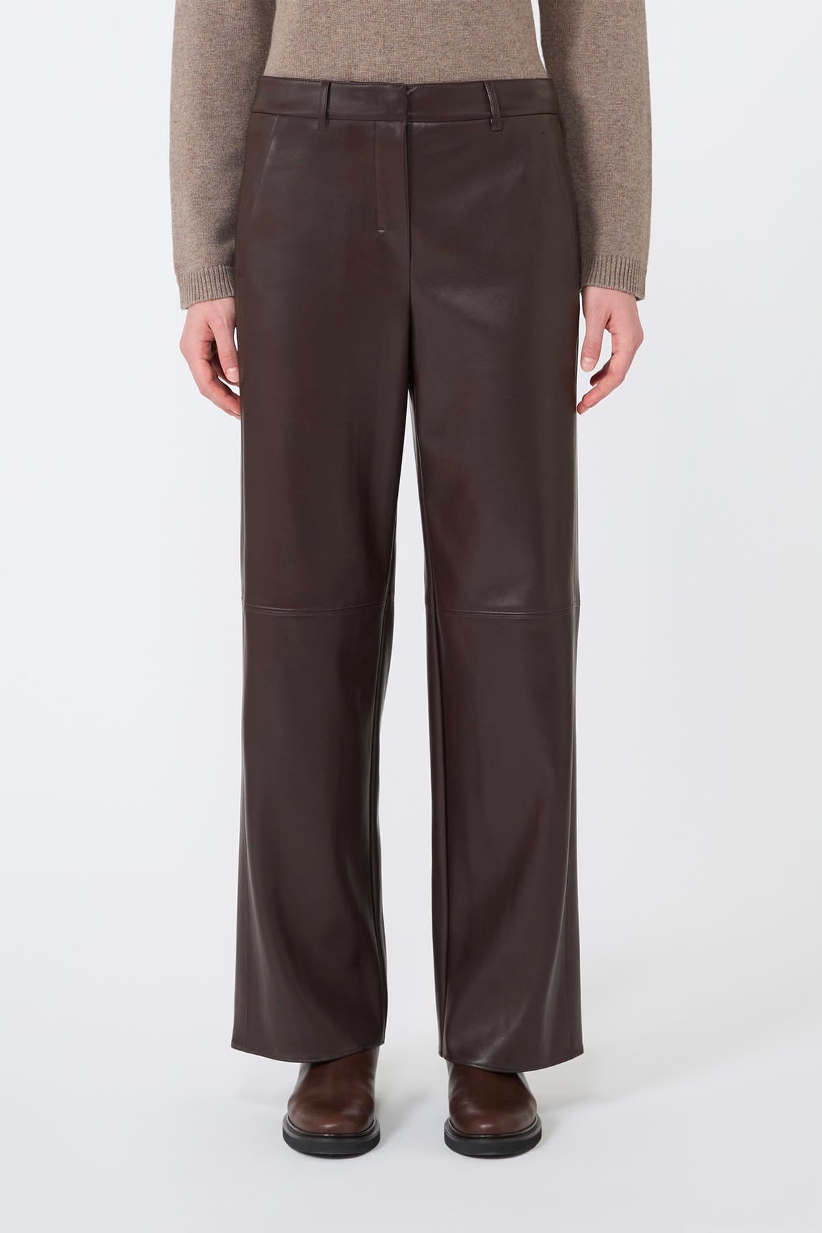 MAXMARA'S BRANDS PANTALONE IN JERSEY  MARRONE / XXS Pantaloni in ecopelle donn'S Max Mara Smmsospiro
