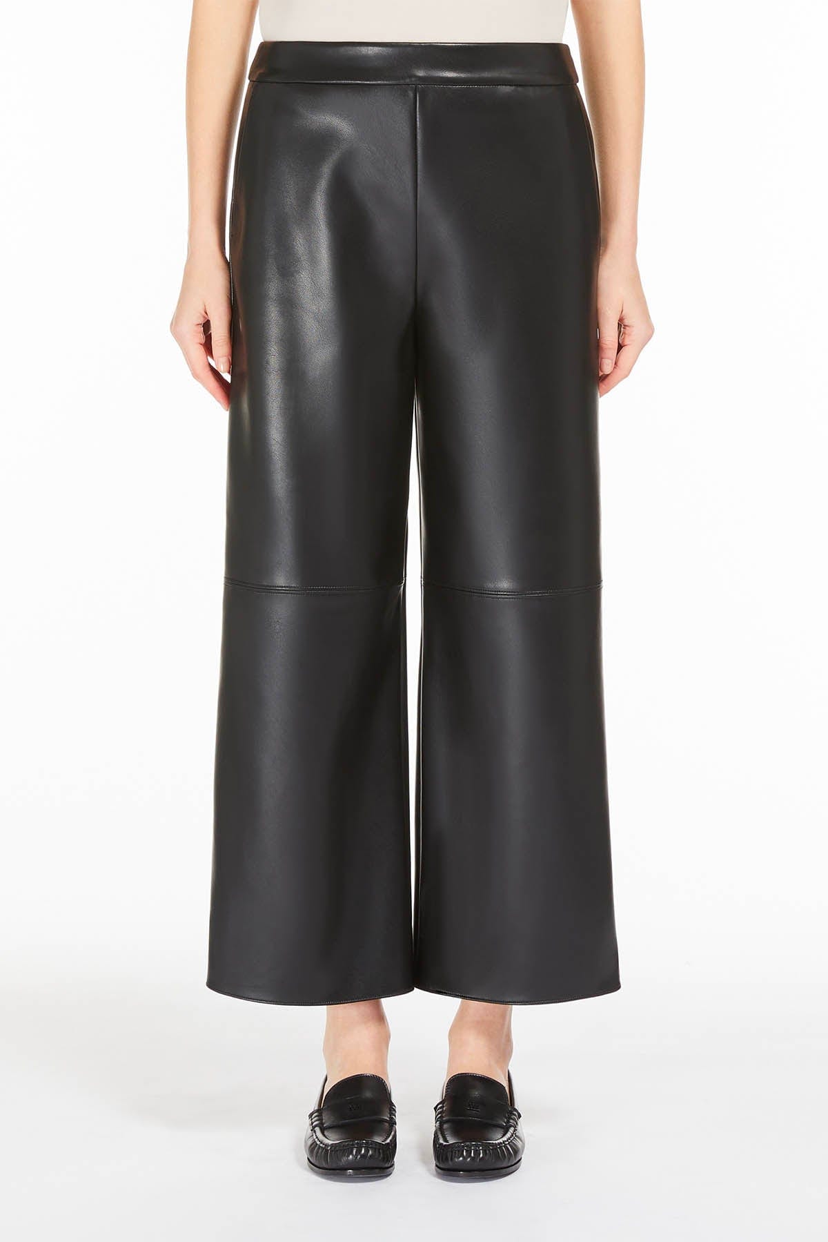 MAXMARA'S BRANDS PANTALONE IN JERSEY  NERO / XXS Pantalone in Ecopelle Nero Donna 'S Max Mara Luciana