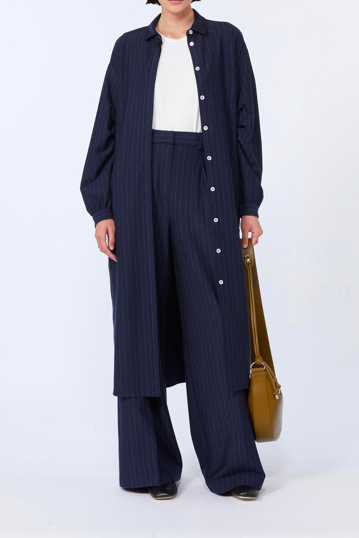 MAXMARA&#39;S BRANDS PANTALONE IN JERSEY  Pantaloni blu gessati dritti Max Mara MM Gela