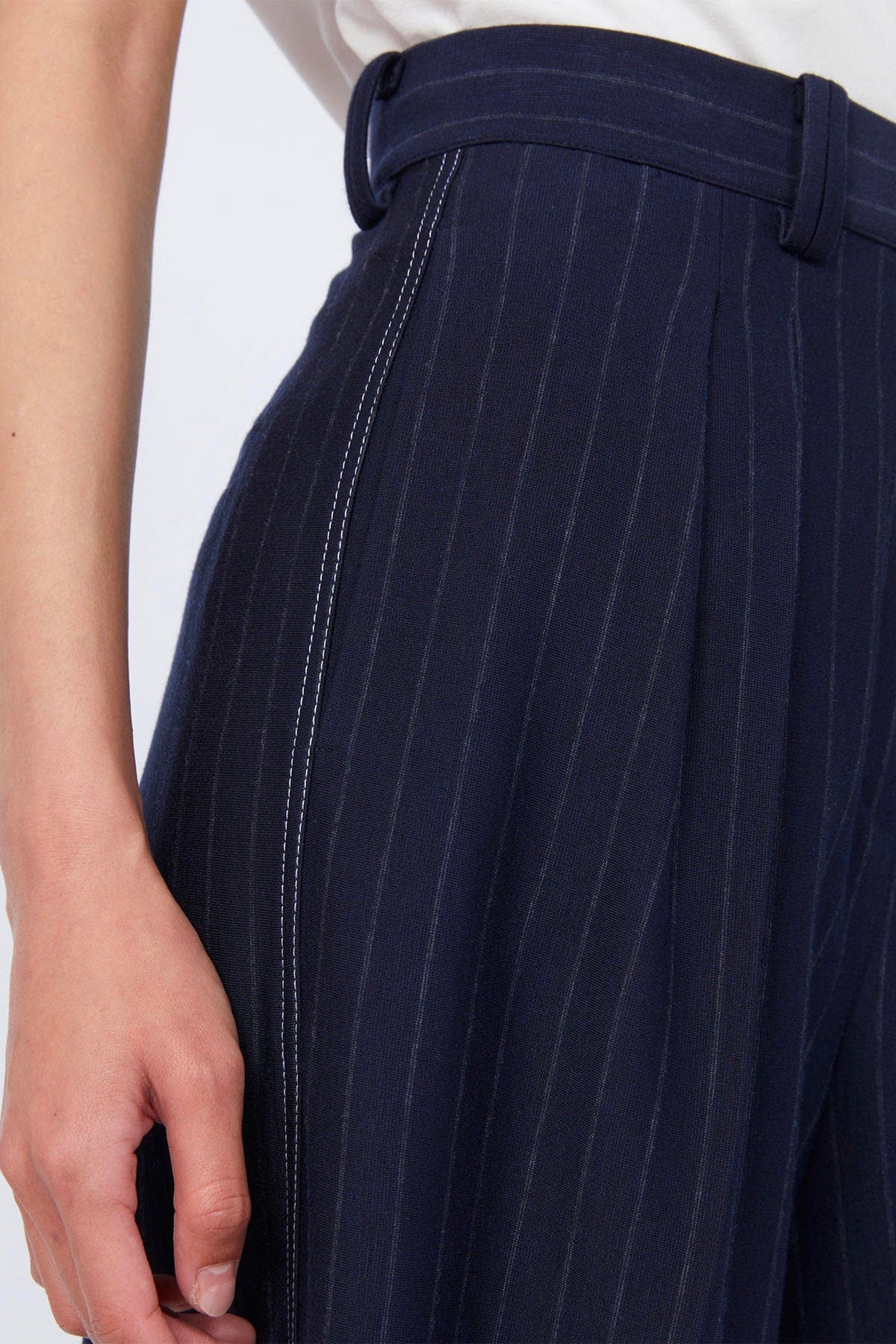 MAXMARA&#39;S BRANDS PANTALONE IN JERSEY  Pantaloni blu gessati dritti Max Mara MM Gela