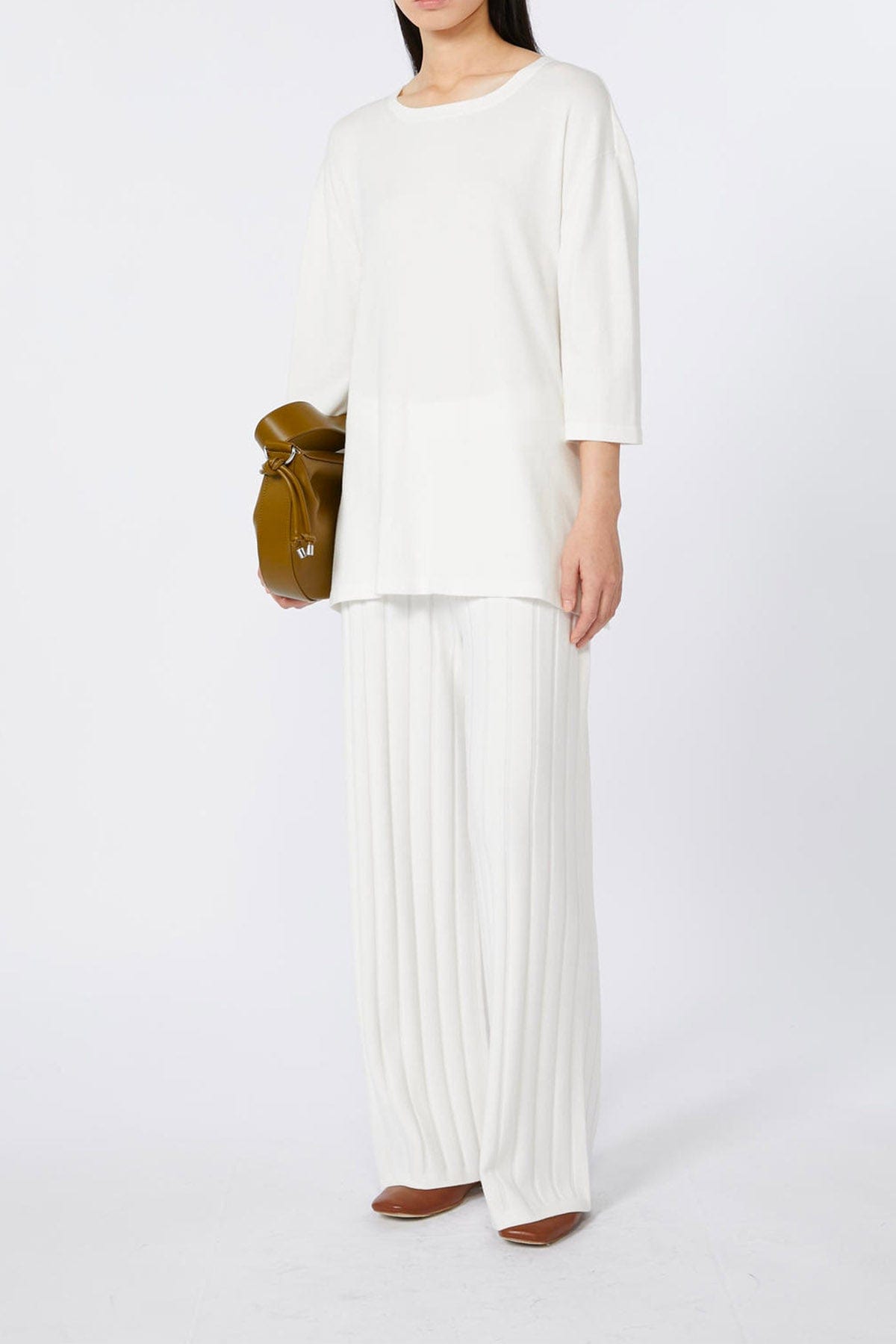 MAXMARA&#39;S BRANDS PANTALONE IN MAGLIA  Pantaloni bianchi donna Max Mara MM Tema