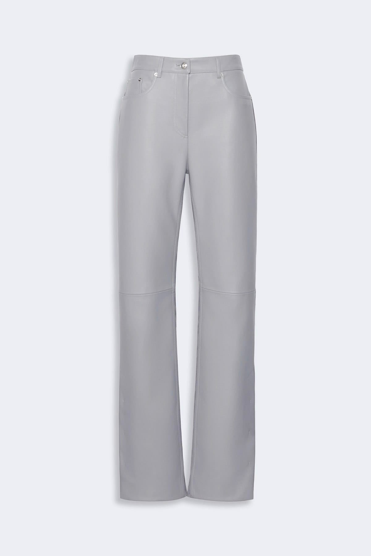 MAXMARA'S BRANDS PANTALONE IN PELLE GRIGIO ACCIAIO / 34 Pantaloni in pelle donna Sportmax Sfilata Spscrespo