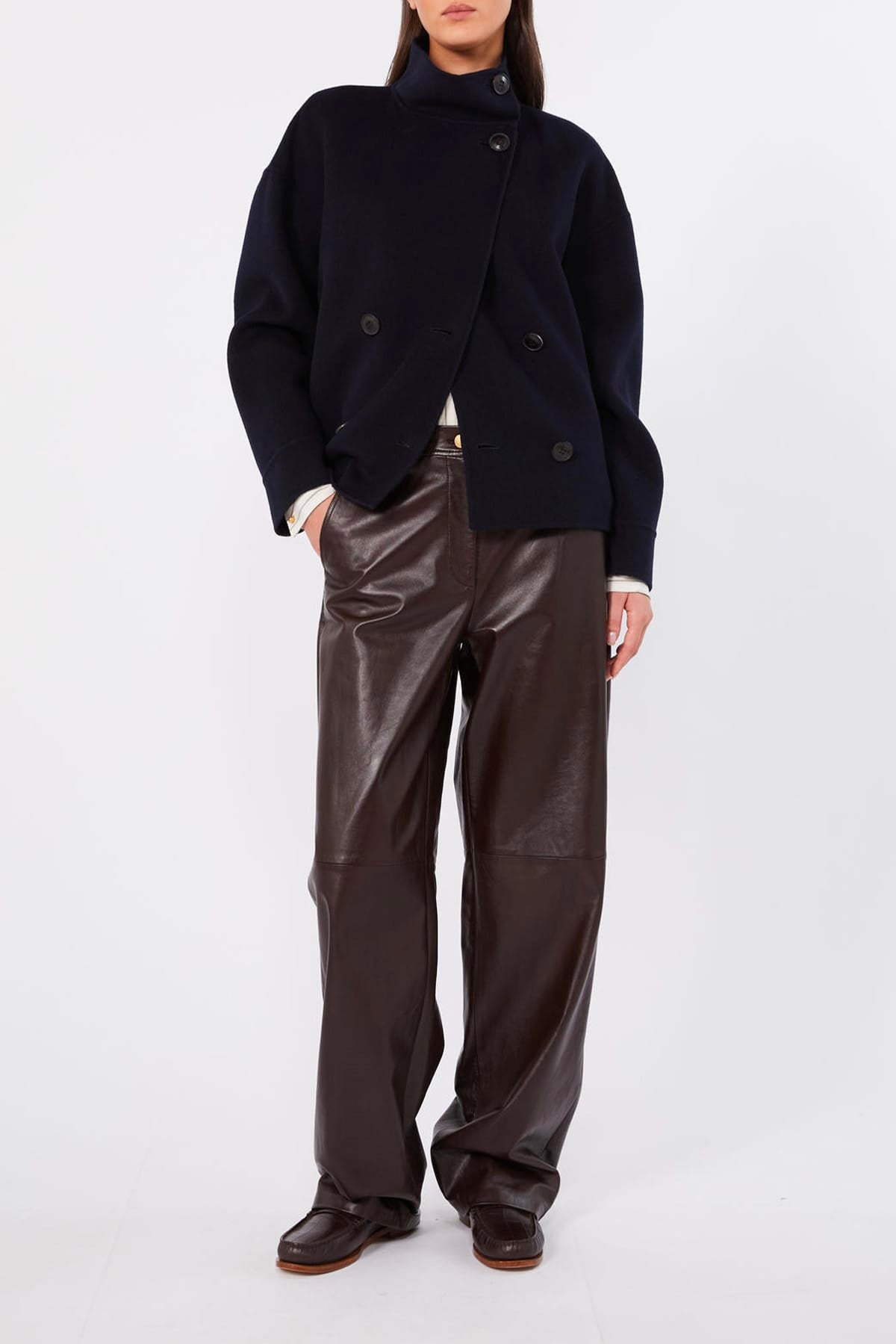 MAXMARA'S BRANDS PANTALONE IN PELLE Pantaloni in pelle marroni donna Max Mara Studio Mstlegno