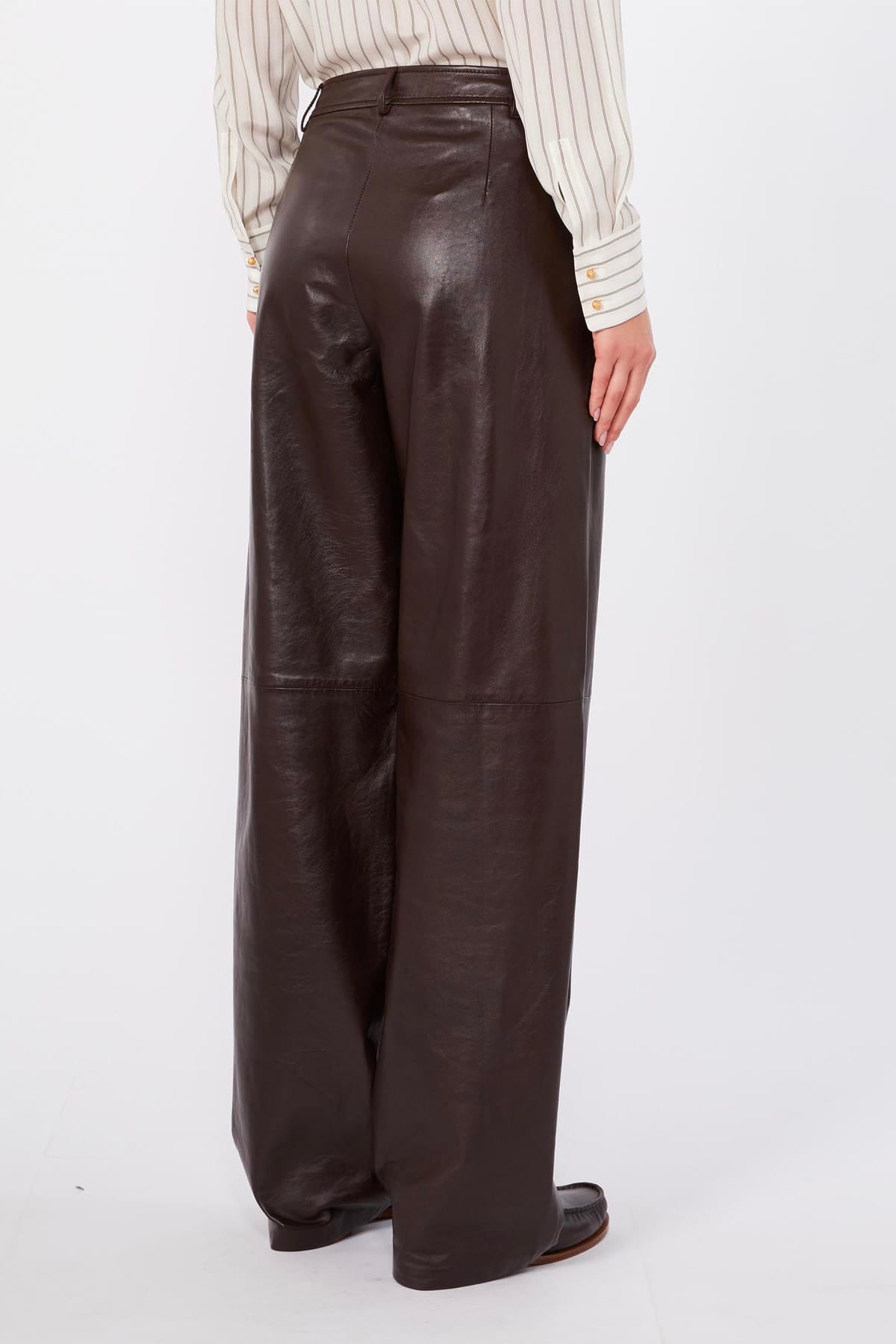 MAXMARA'S BRANDS PANTALONE IN PELLE Pantaloni in pelle marroni donna Max Mara Studio Mstlegno
