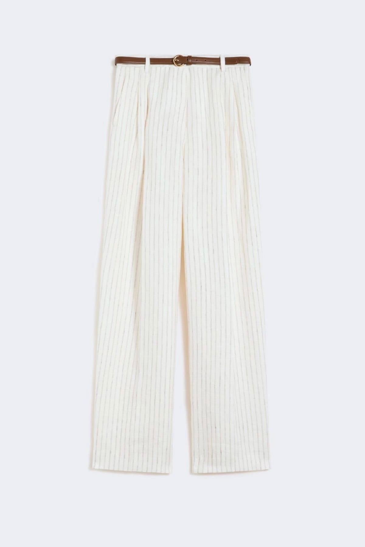 MAXMARA'S BRANDS PANTALONE LUNGO  BIANCO / 34 Pantaloni donna bianchi in lino Max Mara Studio Mstfonte