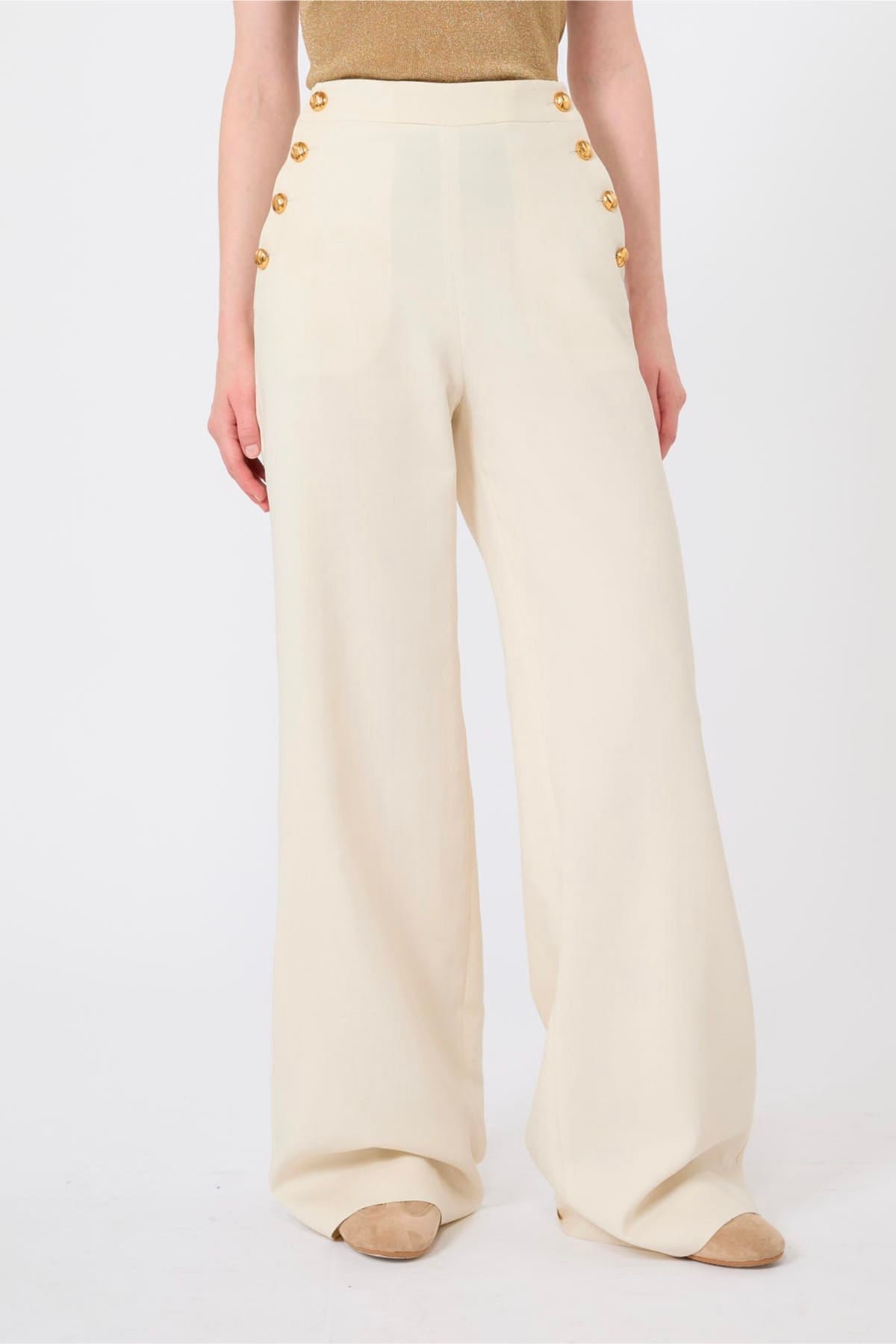 MAXMARA'S BRANDS PANTALONE LUNGO  BIANCO BURRO / 34 Pantaloni in cotone donna Max Mara Studio Mstbetulla