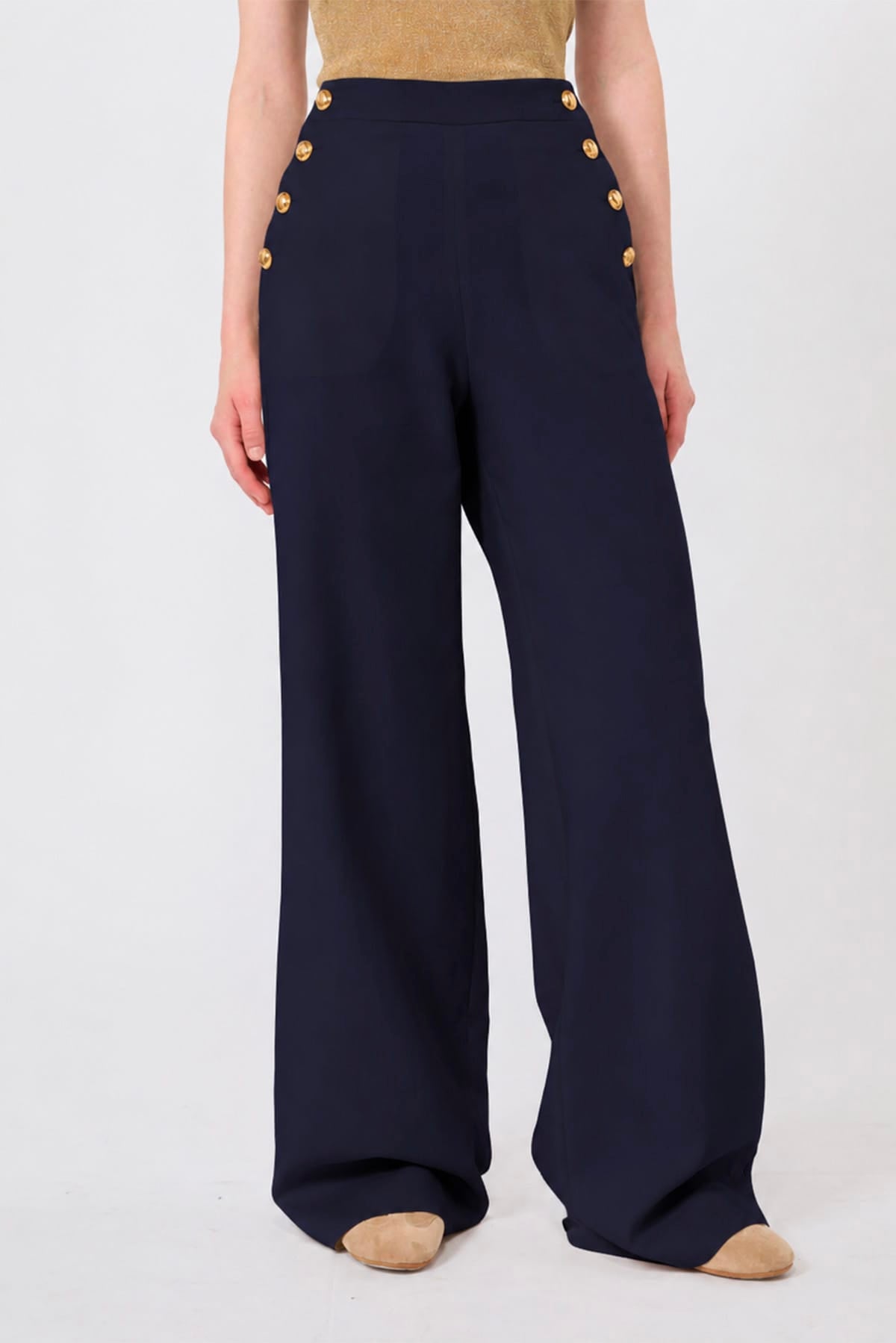MAXMARA'S BRANDS PANTALONE LUNGO  BLU NAVY / 34 Pantaloni in cotone donna Max Mara Studio Mstbetulla