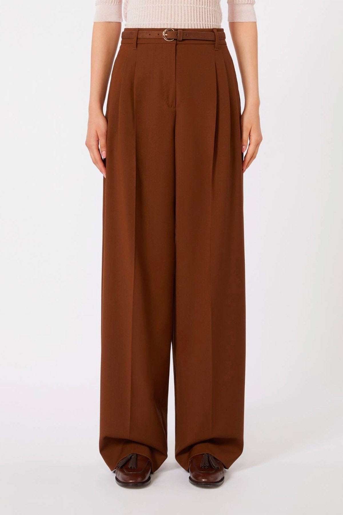 MAXMARA'S BRANDS PANTALONE LUNGO  CIOCCOLATO / 34 Pantaloni in lana fluidi Max Mara Studio Mstbacio